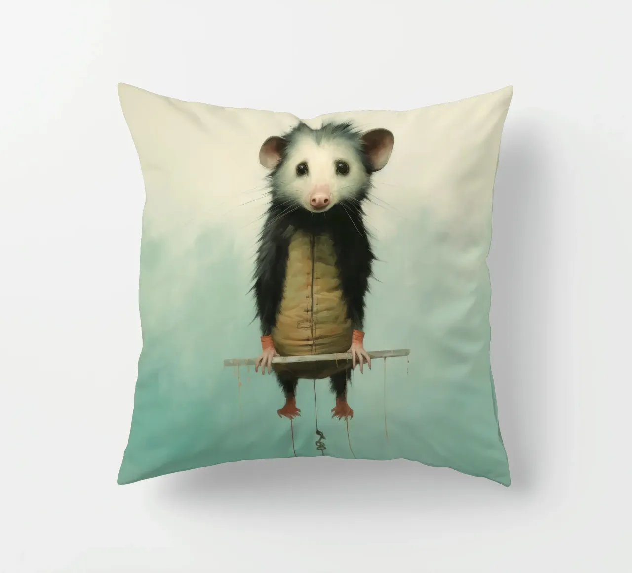 Opossum minimo 4 cuscino da Minimal Animal Art