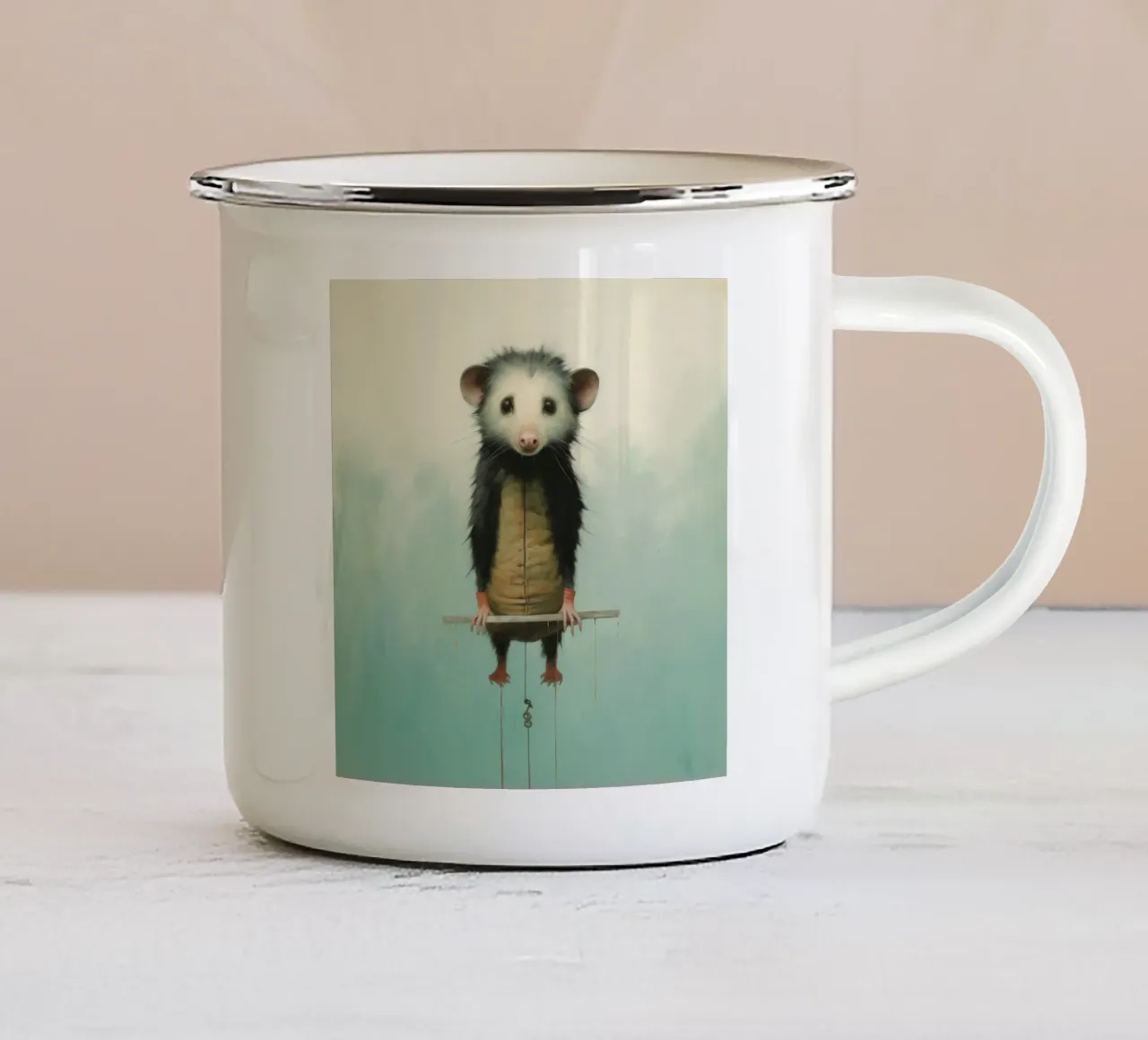 Zarigüeya mínima 4 taza de esmalte de Minimal Animal Art