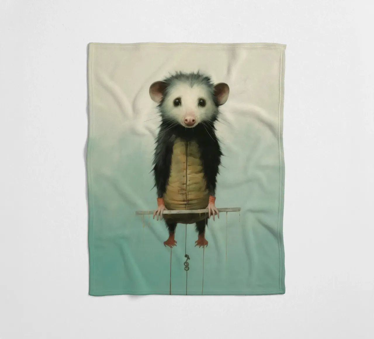Opossum minimo 4 coperta in pile da Minimal Animal Art