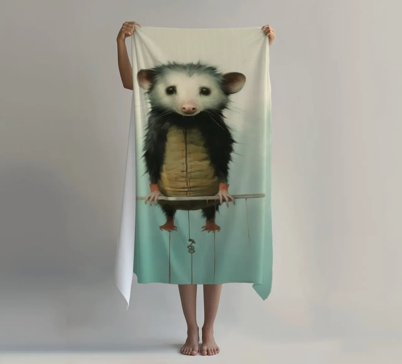 Zarigüeya mínima 4 toalla de playa de Minimal Animal Art