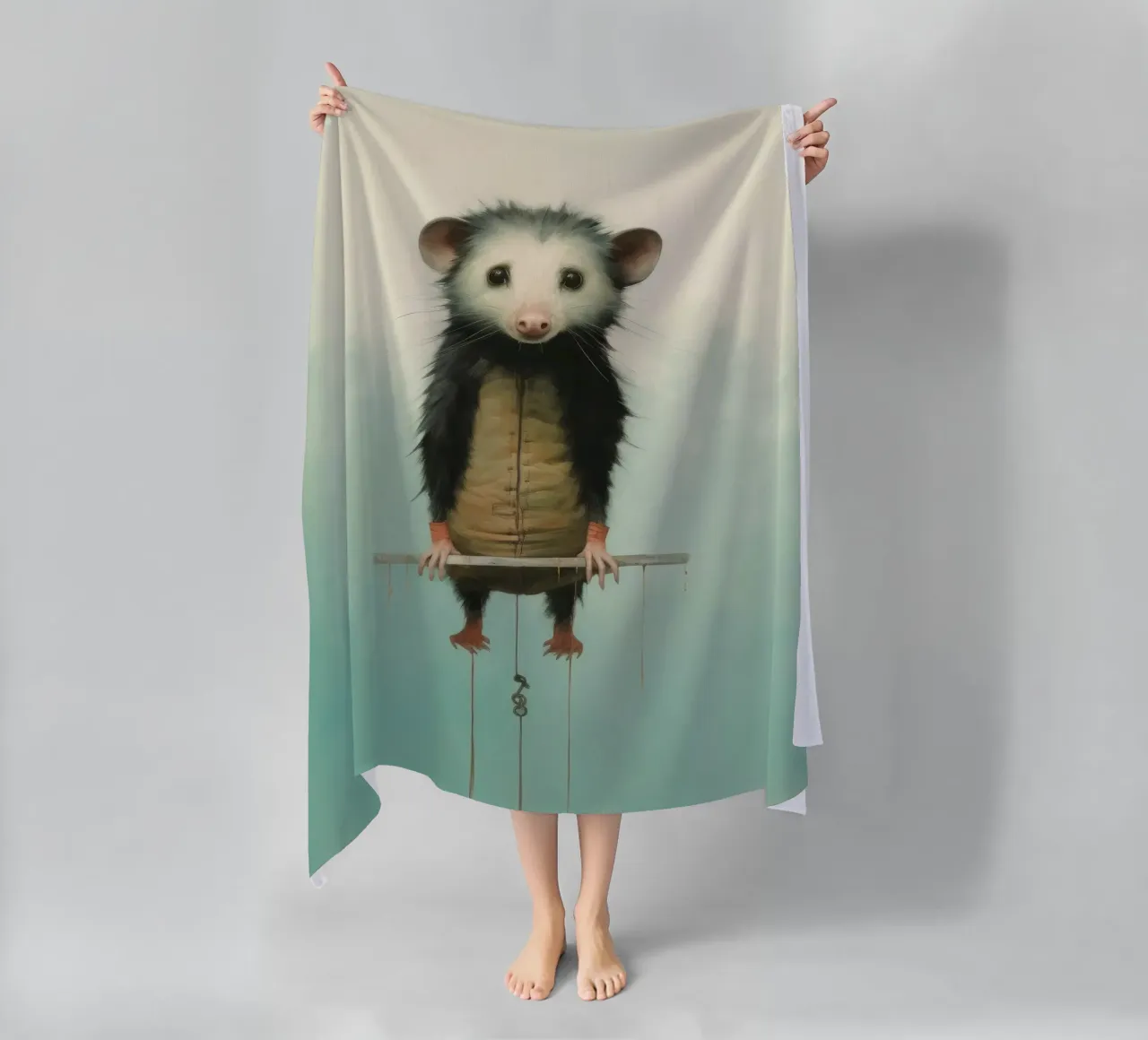Zarigüeya mínima 4 toalla de playa de Minimal Animal Art