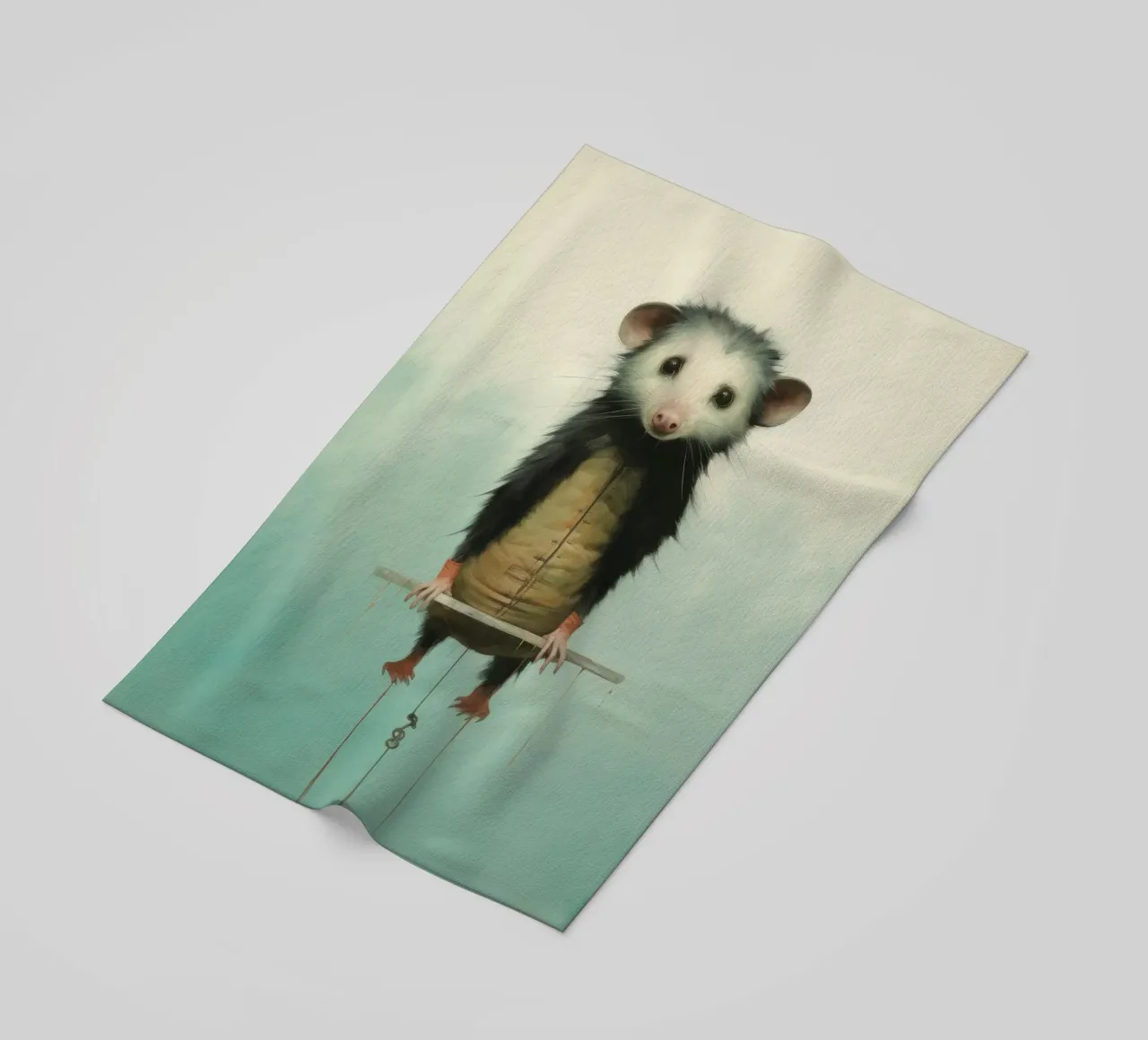 Opossum minimo 4 telo mare da Minimal Animal Art