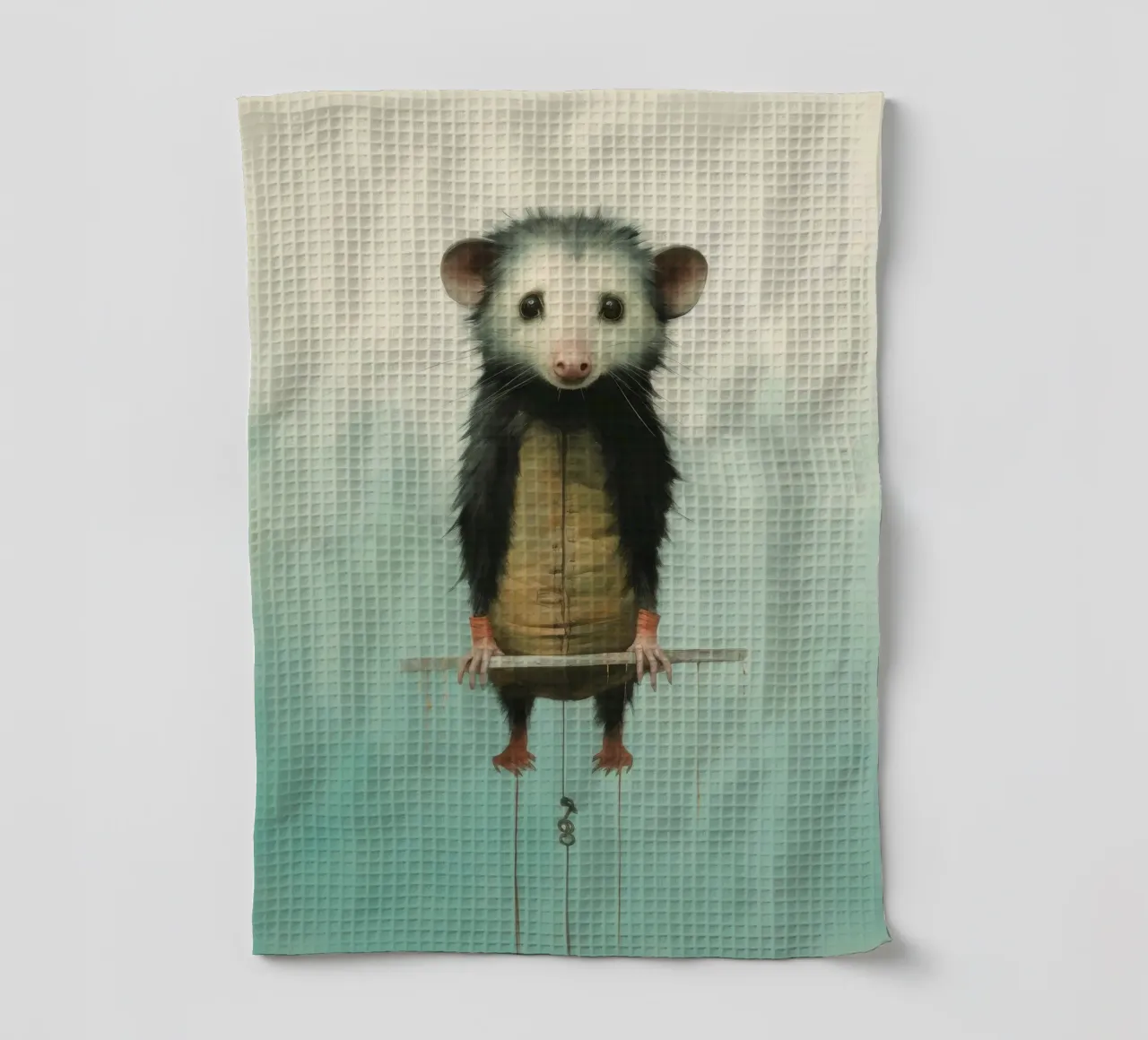 Opossum minimo 4 canovaccio da cucina da Minimal Animal Art