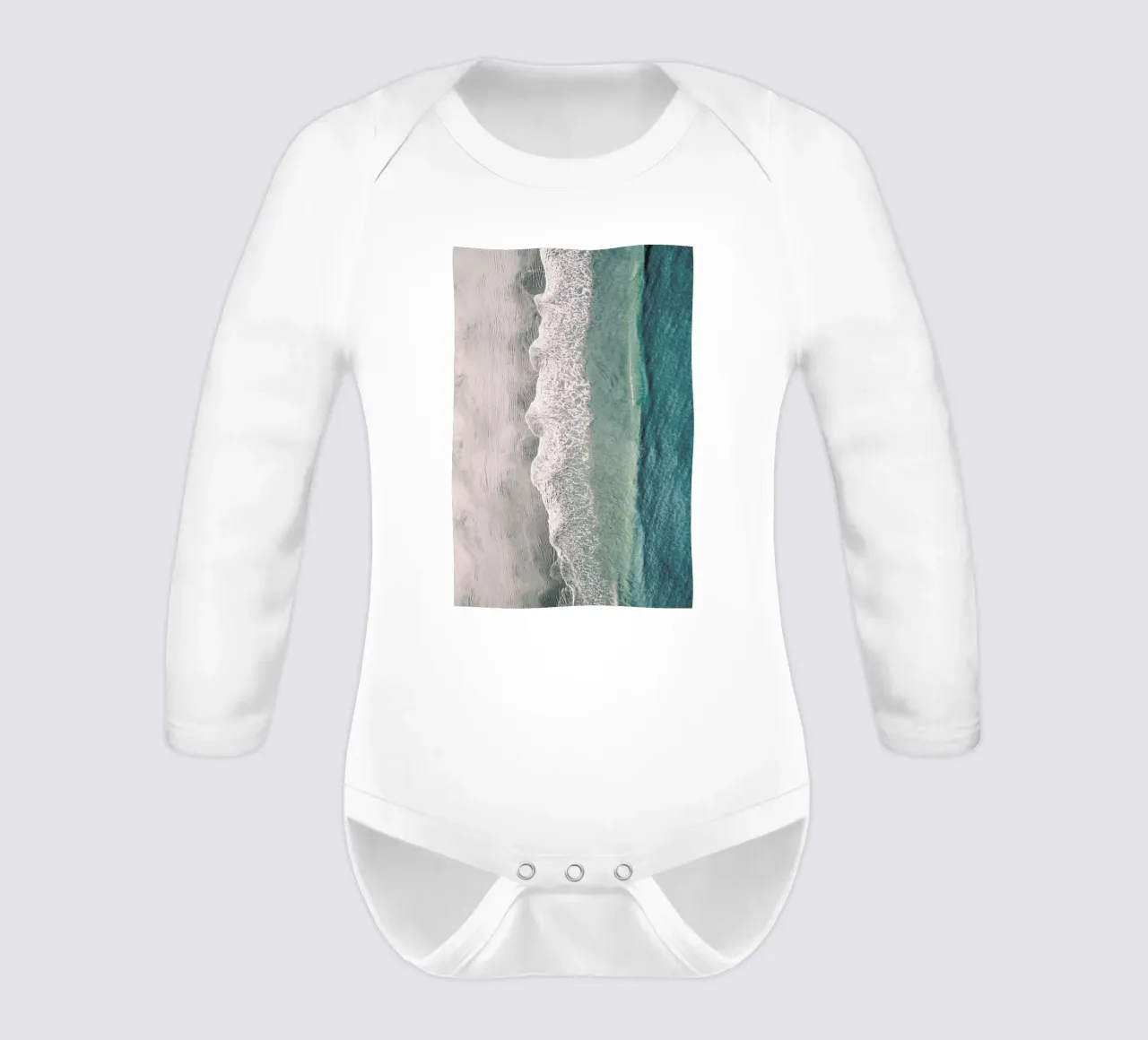 Ocean Waves 1 long-sleeve baby romper by Airpixels