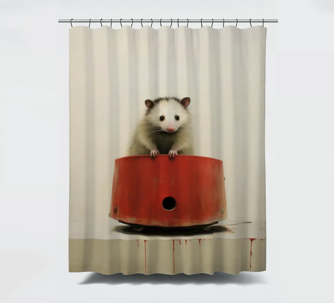 Opossum minimo 1 tenda da doccia da Minimal Animal Art