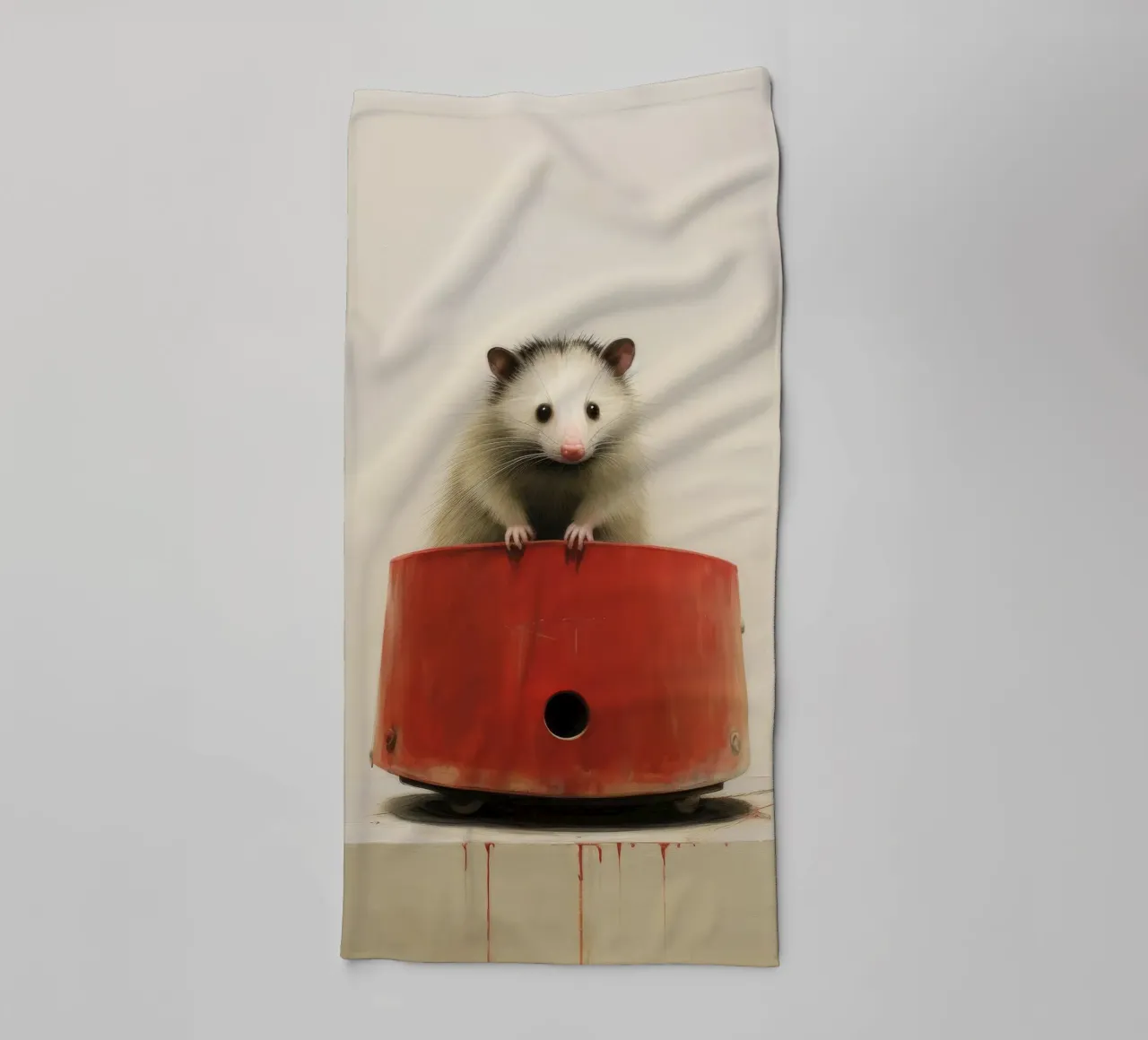 Minimal Opossum 1 towel by Minimal Animal Art