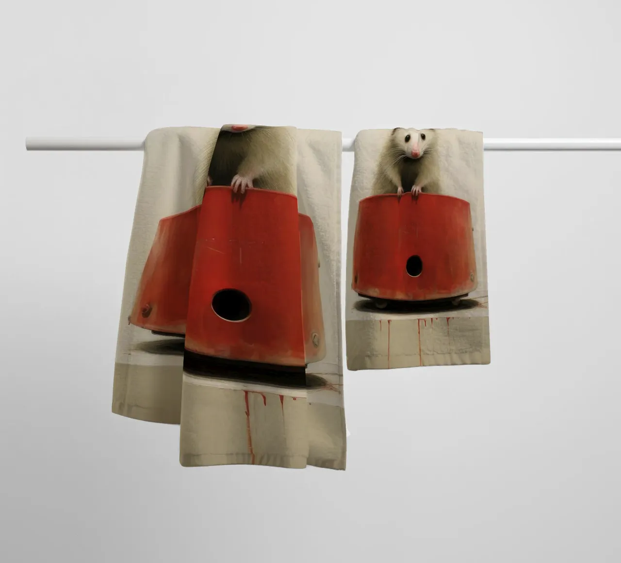 Minimal Opossum 1 towel by Minimal Animal Art