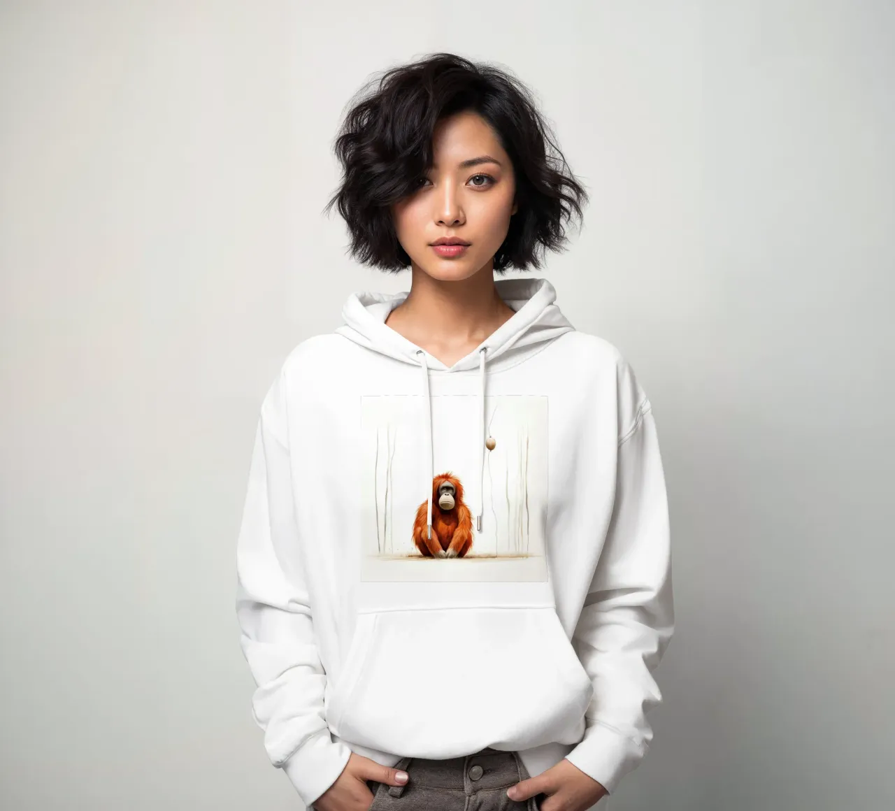 Orangután mínimo 2 sudadera con capucha de Minimal Animal Art