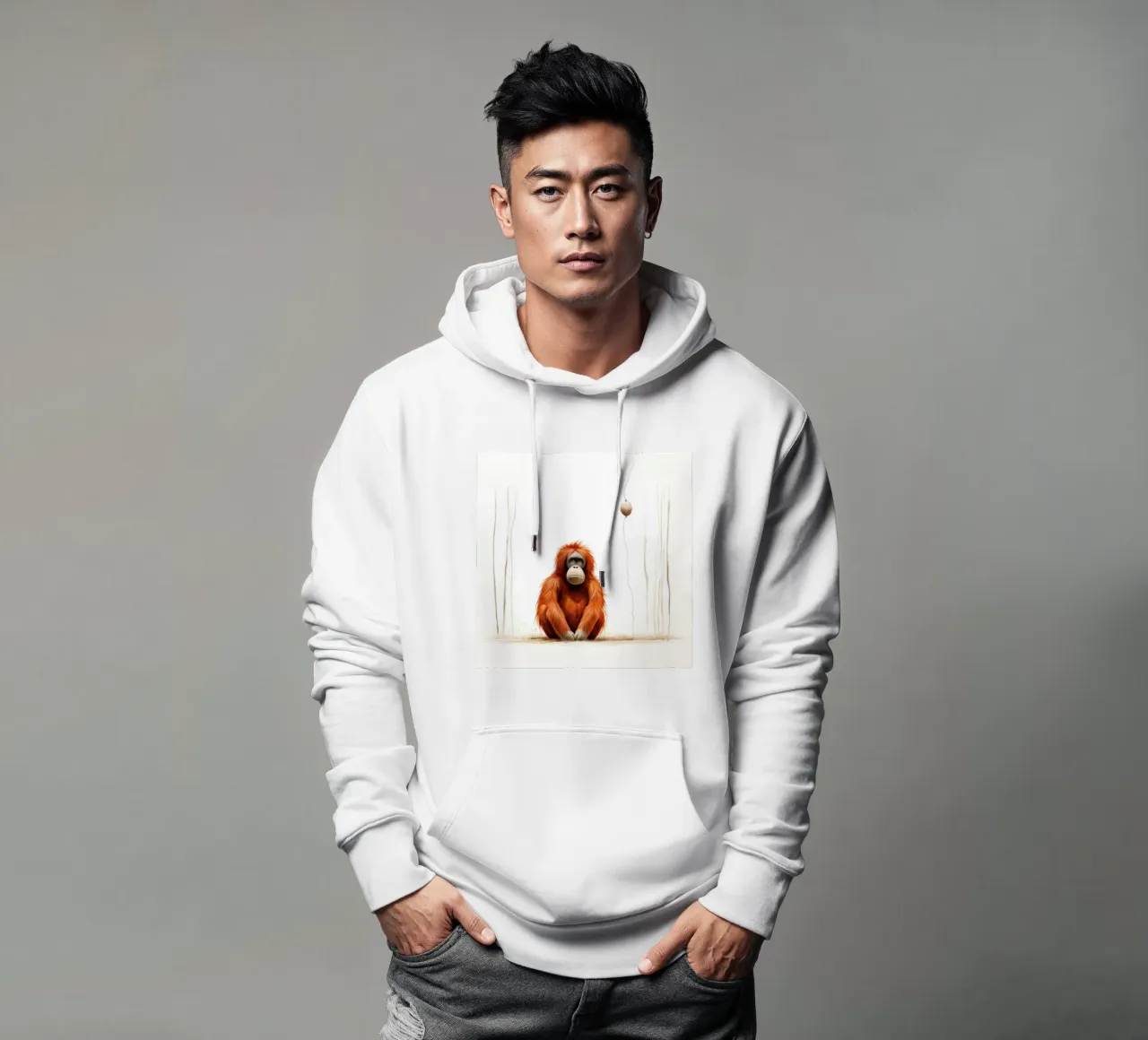 Orangutan minimo 2 felpa con cappuccio da Minimal Animal Art