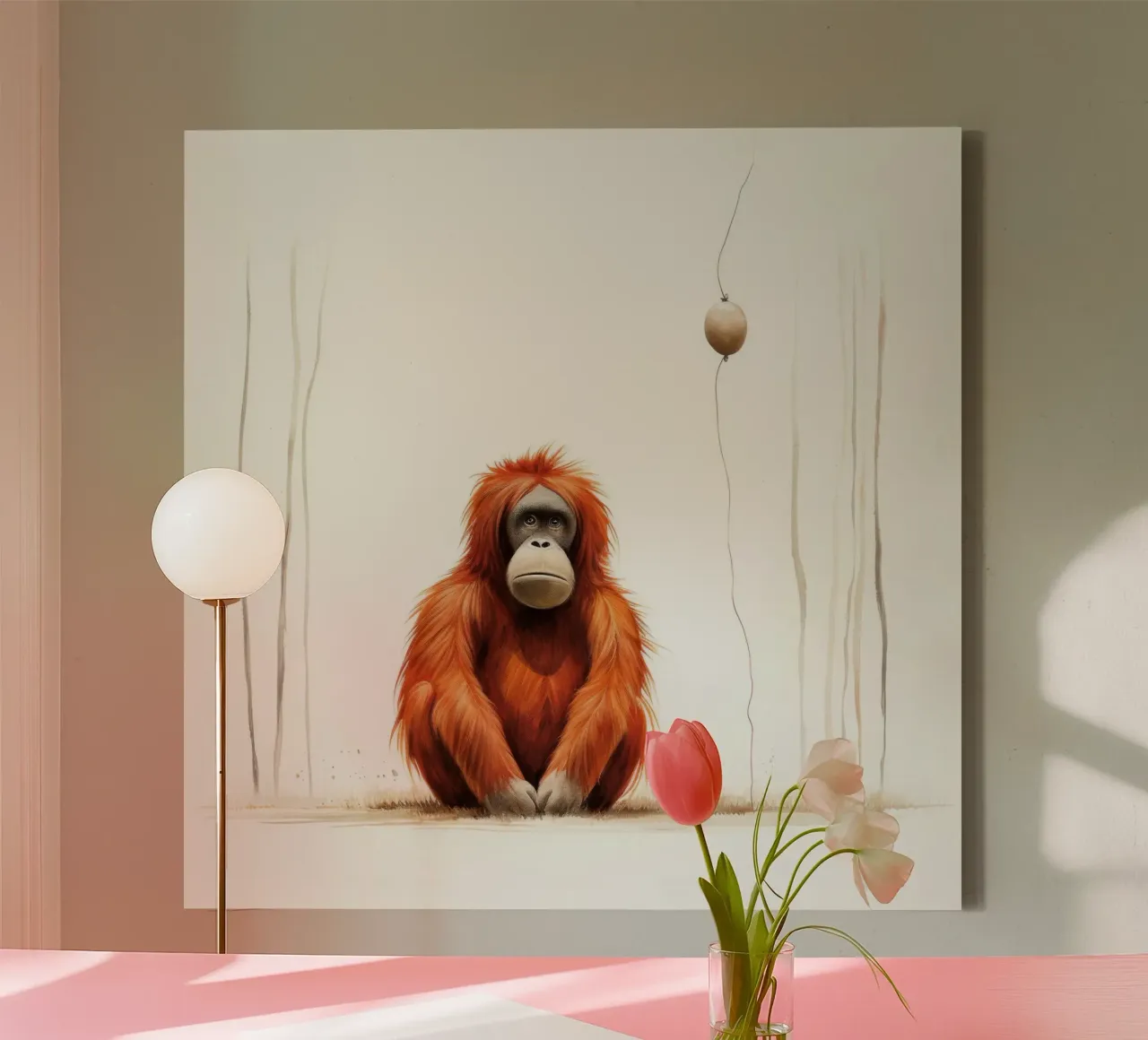 Orangutan minimo 2 tela con Cornice a cassetta da Minimal Animal Art