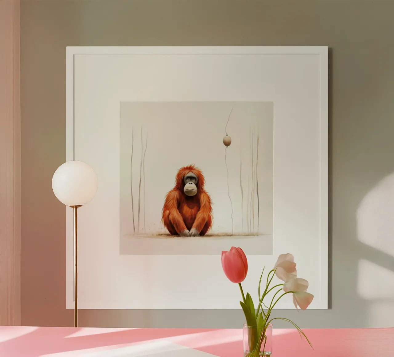Orangutan minimo 2 carta hahnemühle da Minimal Animal Art