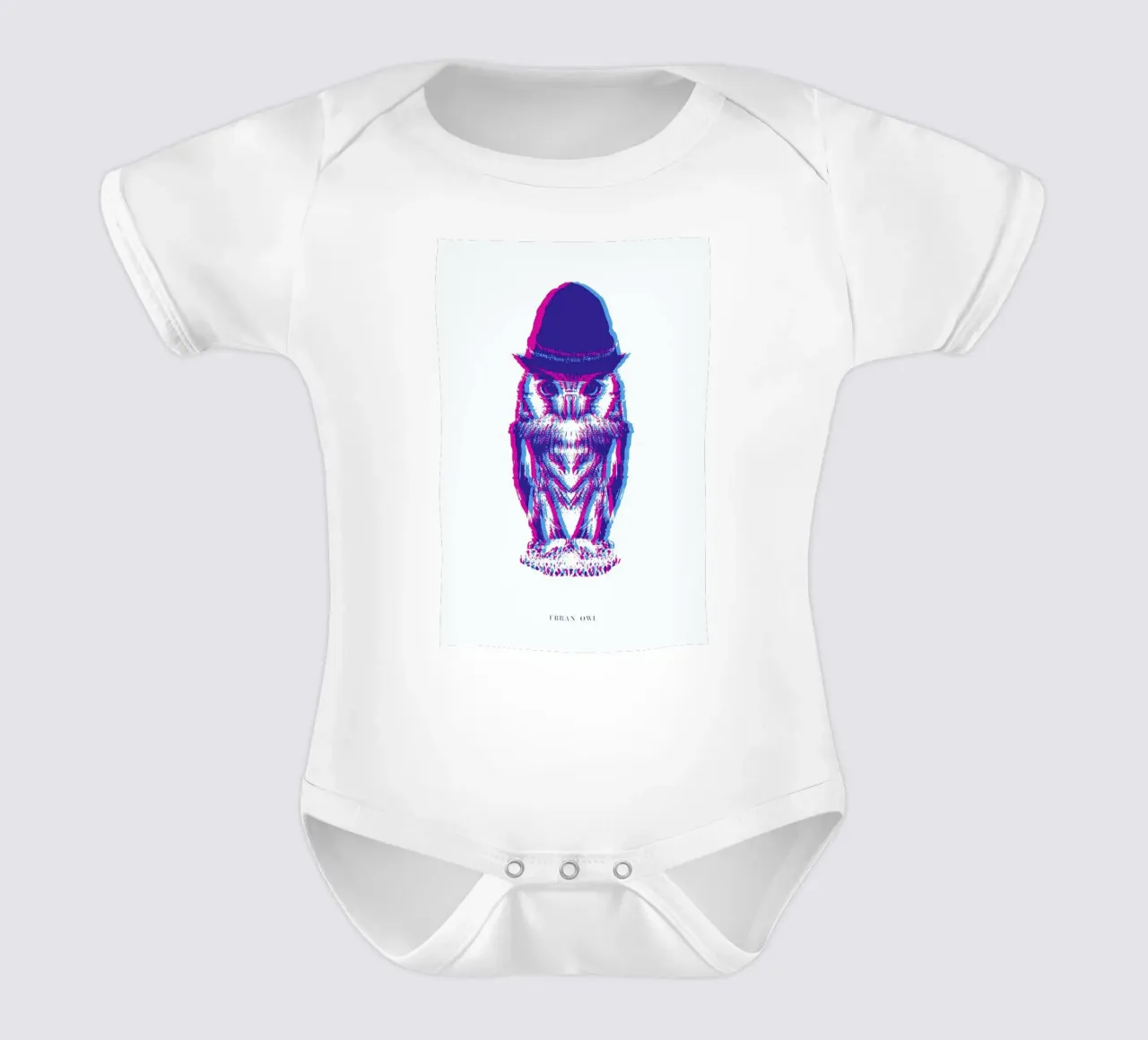 Magenta Owl with cyan beanie body neonato maniche corte da Studio One