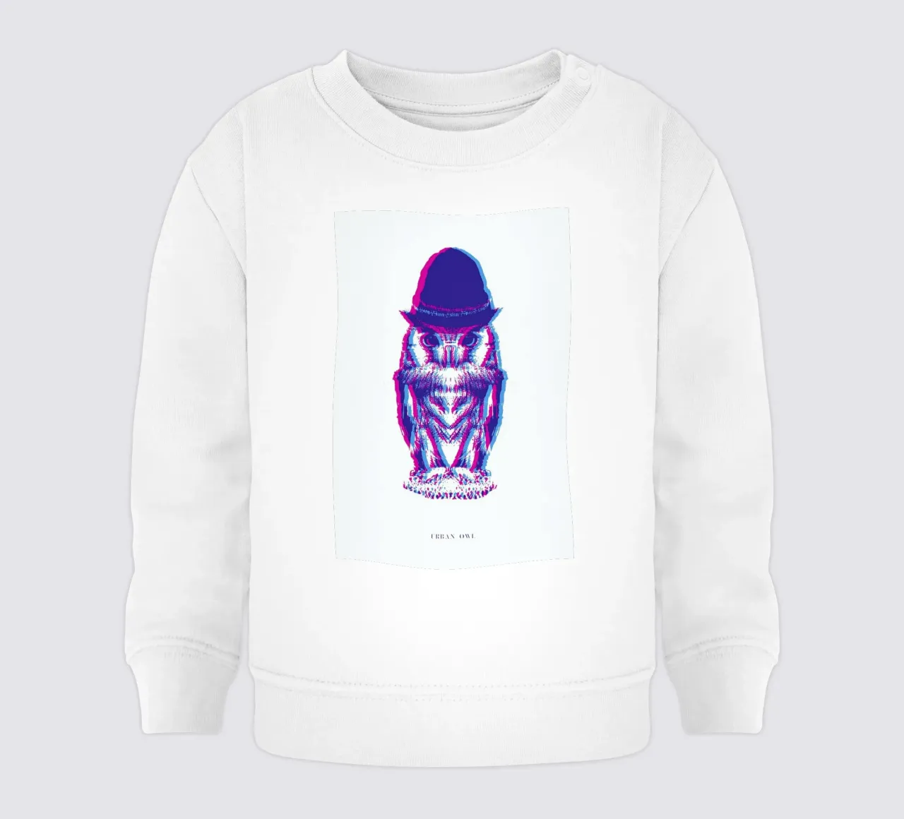 Magenta Owl with cyan beanie felpa neonato da Studio One