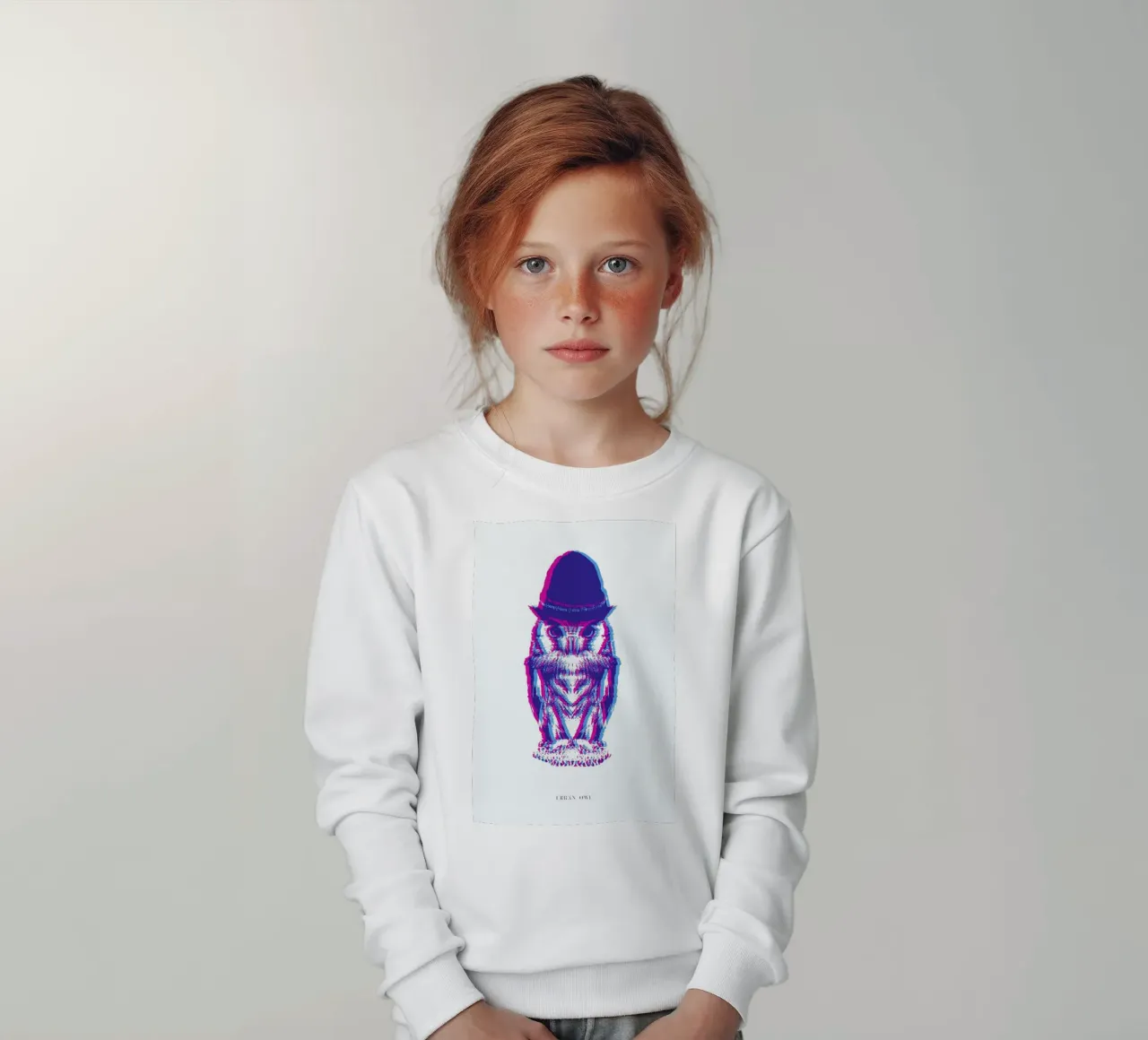 Magenta Owl with cyan beanie felpa bambino da Studio One