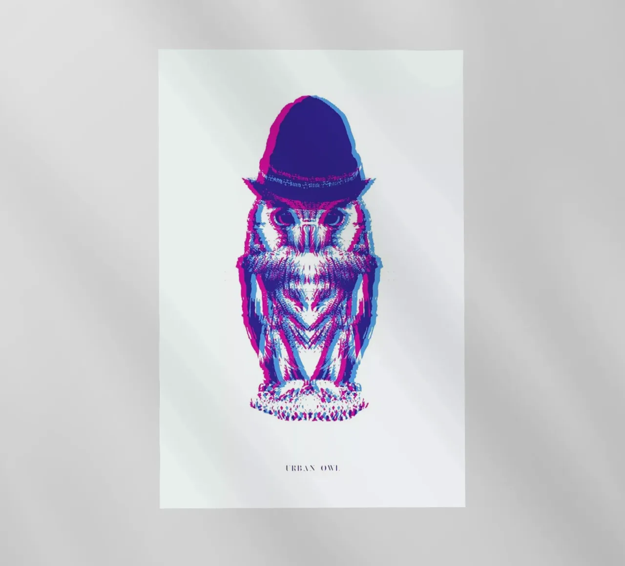 Magenta Owl with cyan beanie pellicola backlit da Studio One