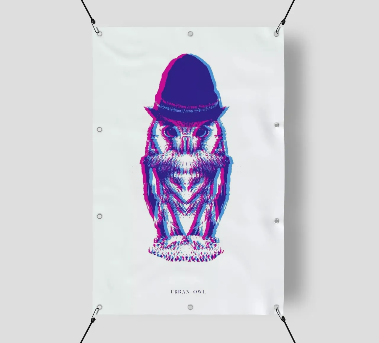 Magenta Owl with cyan beanie telo in pvc da Studio One