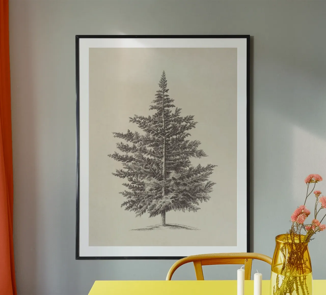 Tree Sketch - Conifer carta hahnemühle da apoloprints