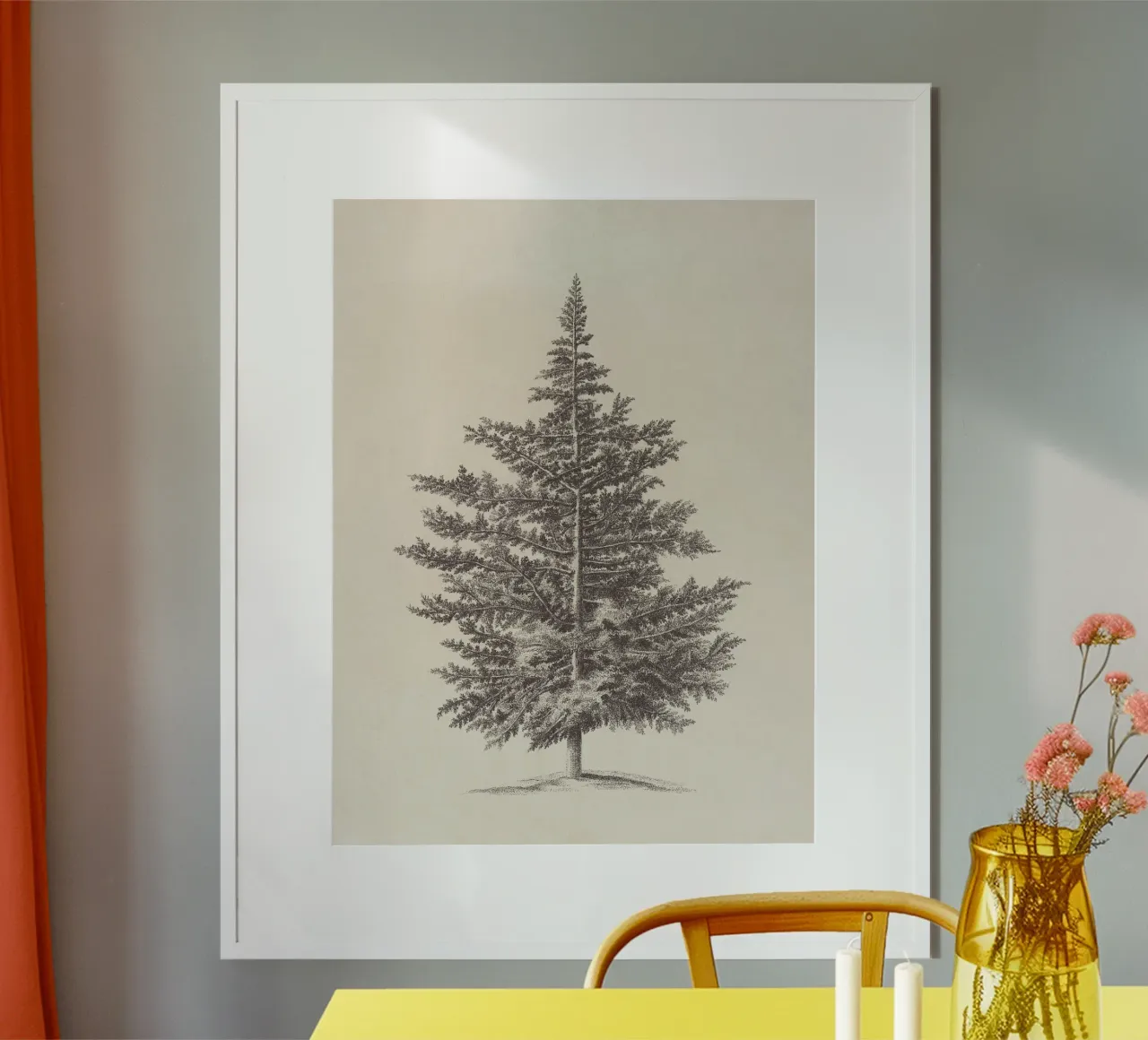 Tree Sketch - Conifer carta hahnemühle da apoloprints