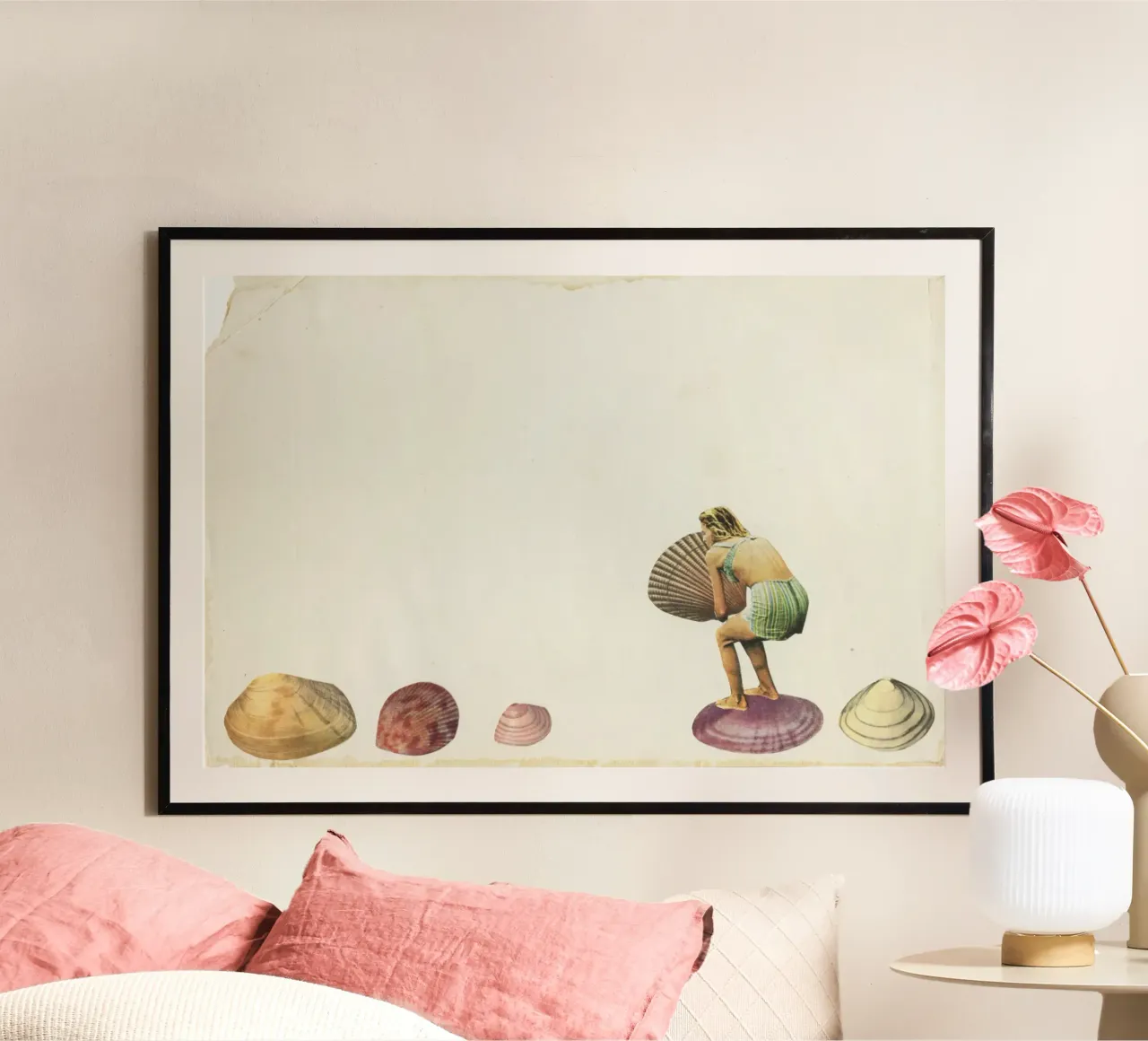 Raccoglitore di conchiglie poster con telaio in plastica da Cassia Beck Collage