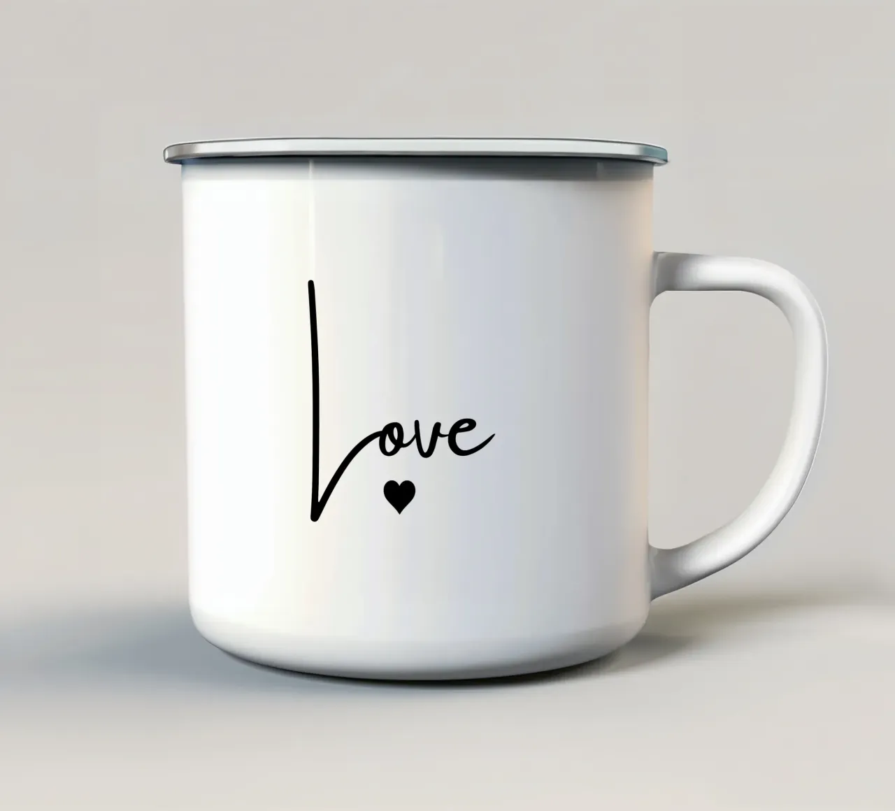 Große Liebe mit kleinem Herz Emaille Tasse von ArtDesign by KBK
