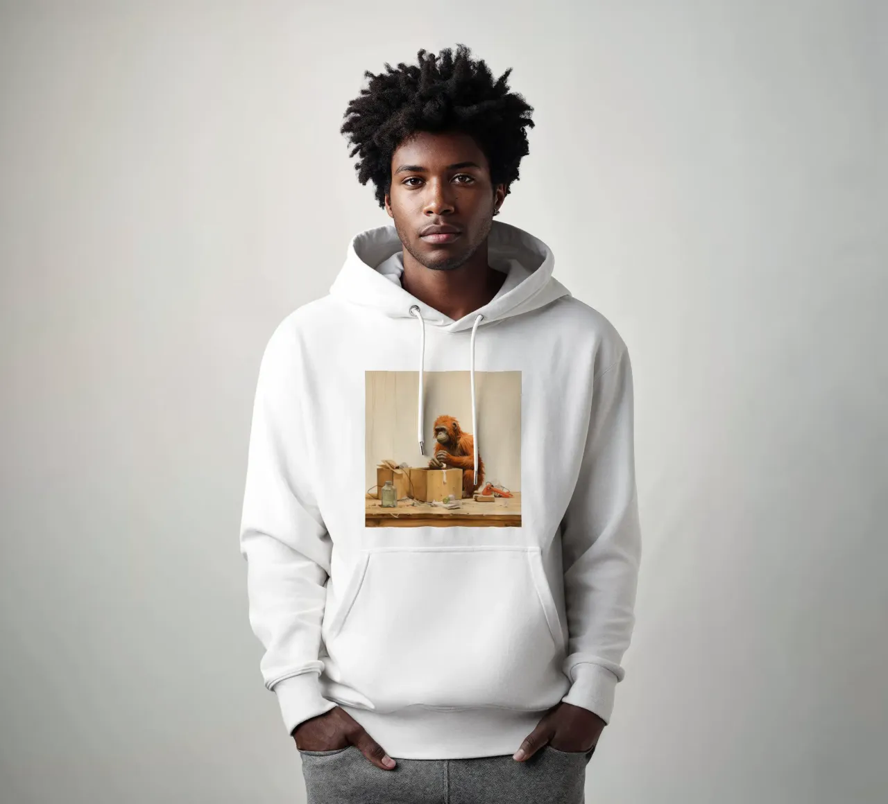Orangután Mínimo 4 sudadera con capucha de Minimal Animal Art