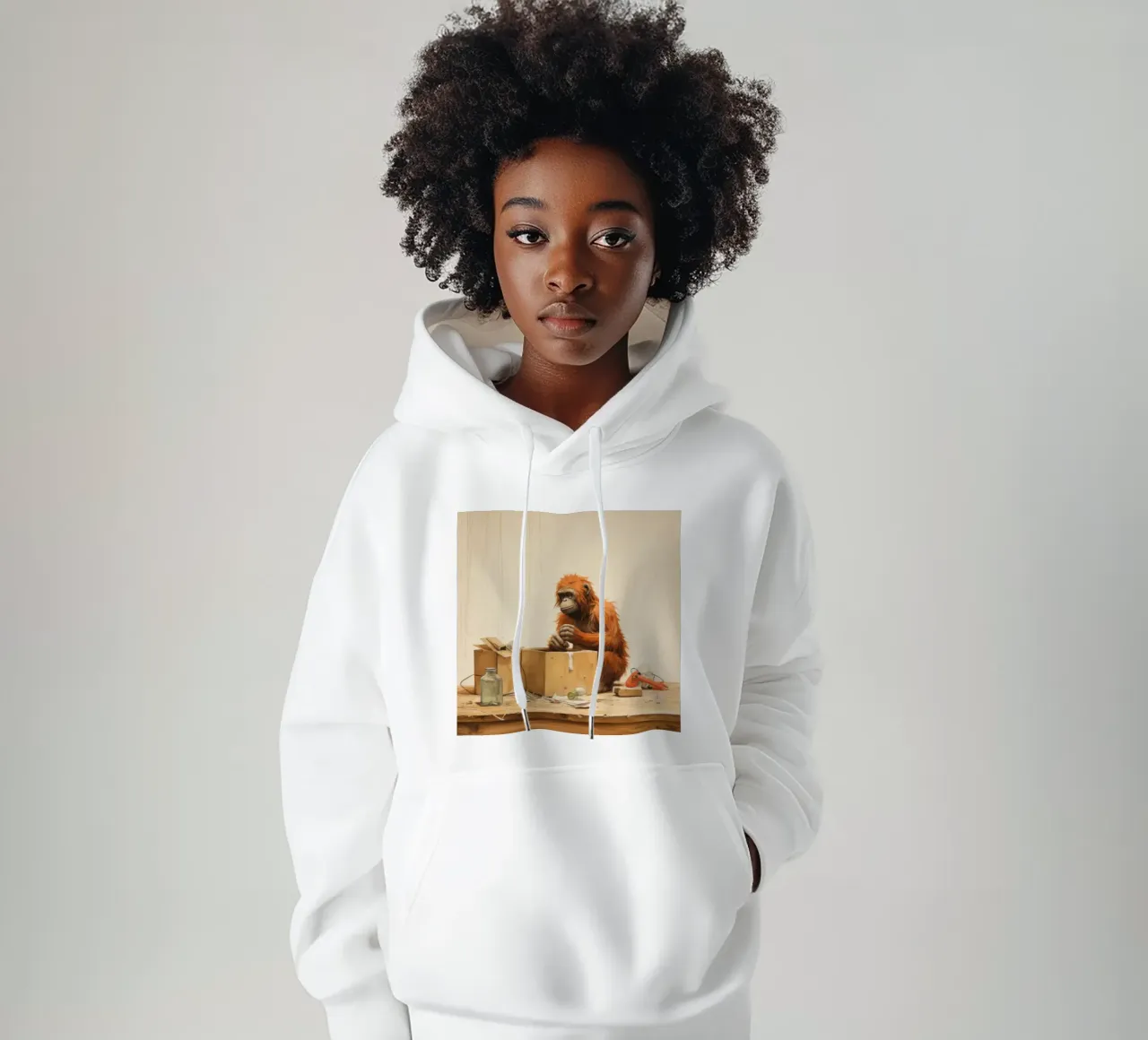 Orangután Mínimo 4 sudadera con capucha de Minimal Animal Art