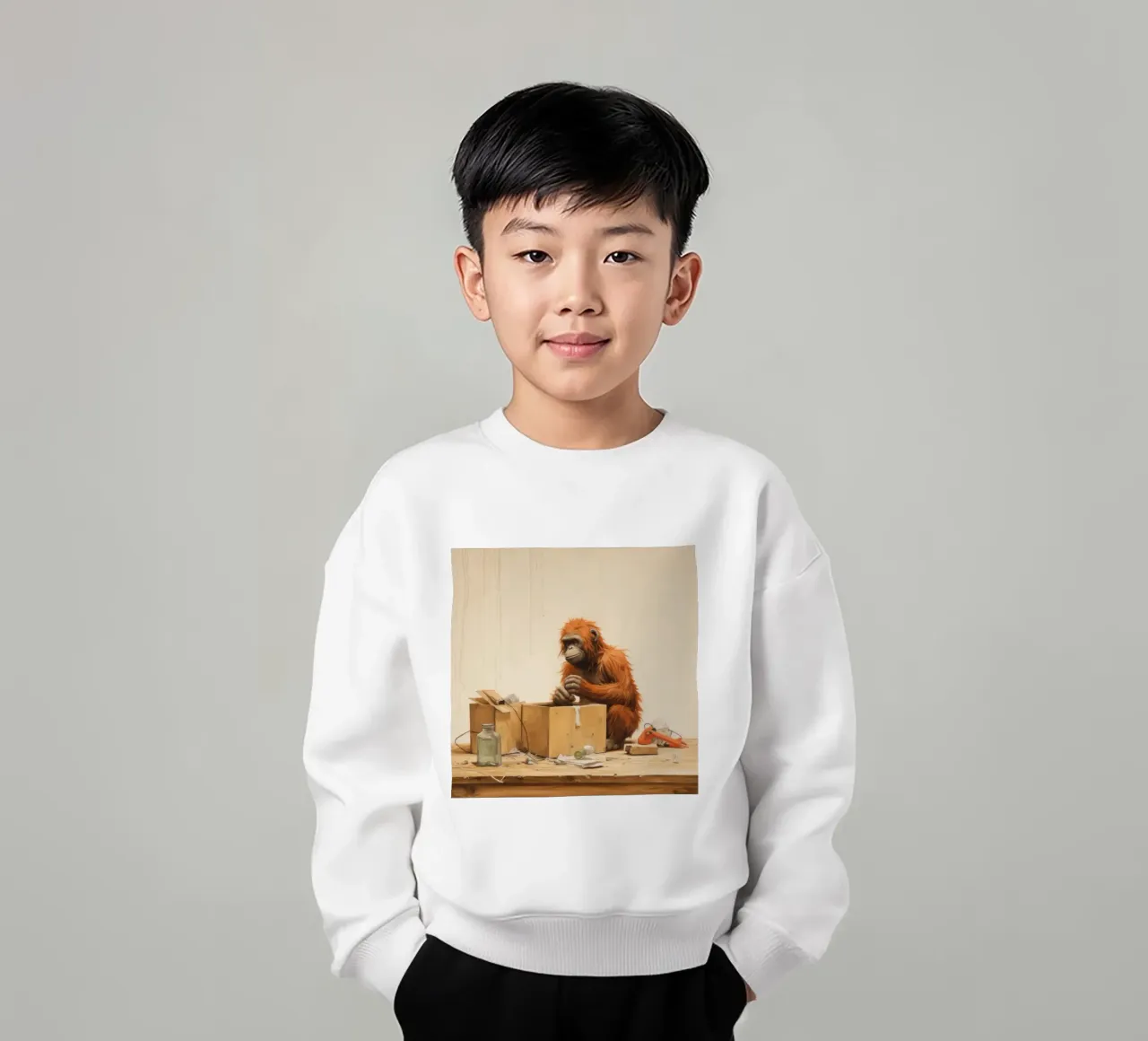 Orangutan Minimo 4 felpa bambino da Minimal Animal Art