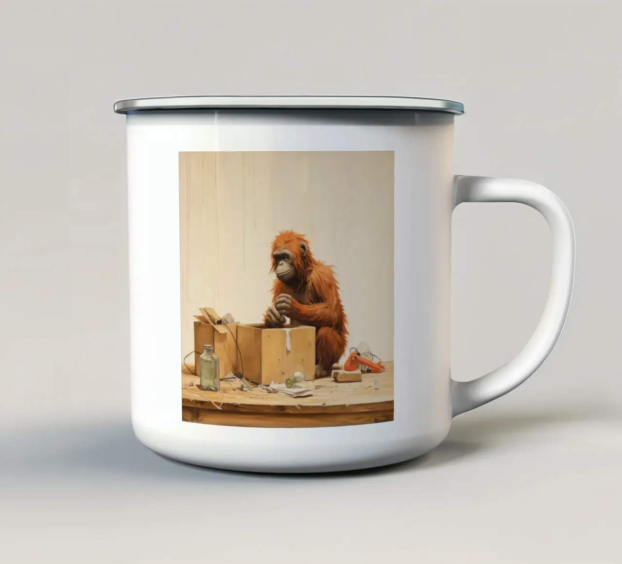 Orangutan Minimum 4 enamel mug by Minimal Animal Art