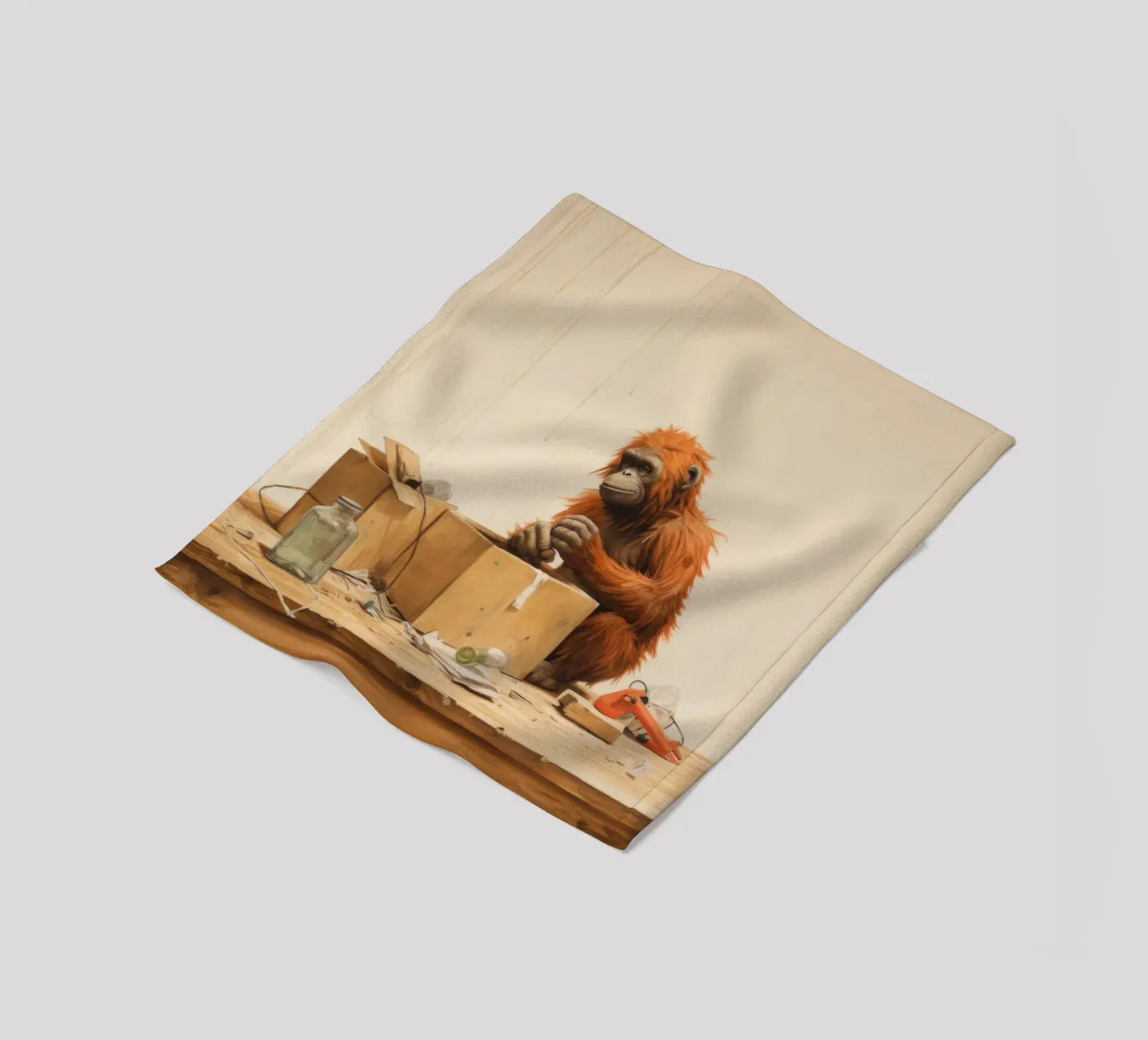 Orangutan Minimo 4 coperta in pile da Minimal Animal Art