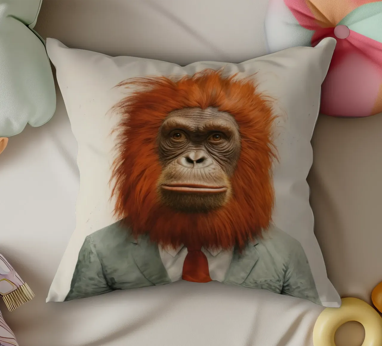 Orangutan Minimo 1 cuscino da Minimal Animal Art