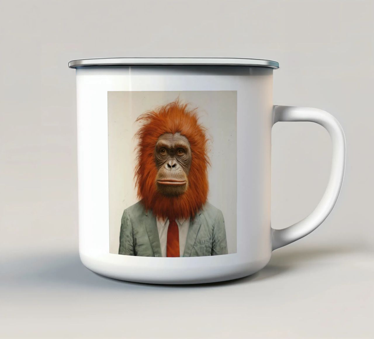 Orangutan Minimo 1 tazza in smalto da Minimal Animal Art