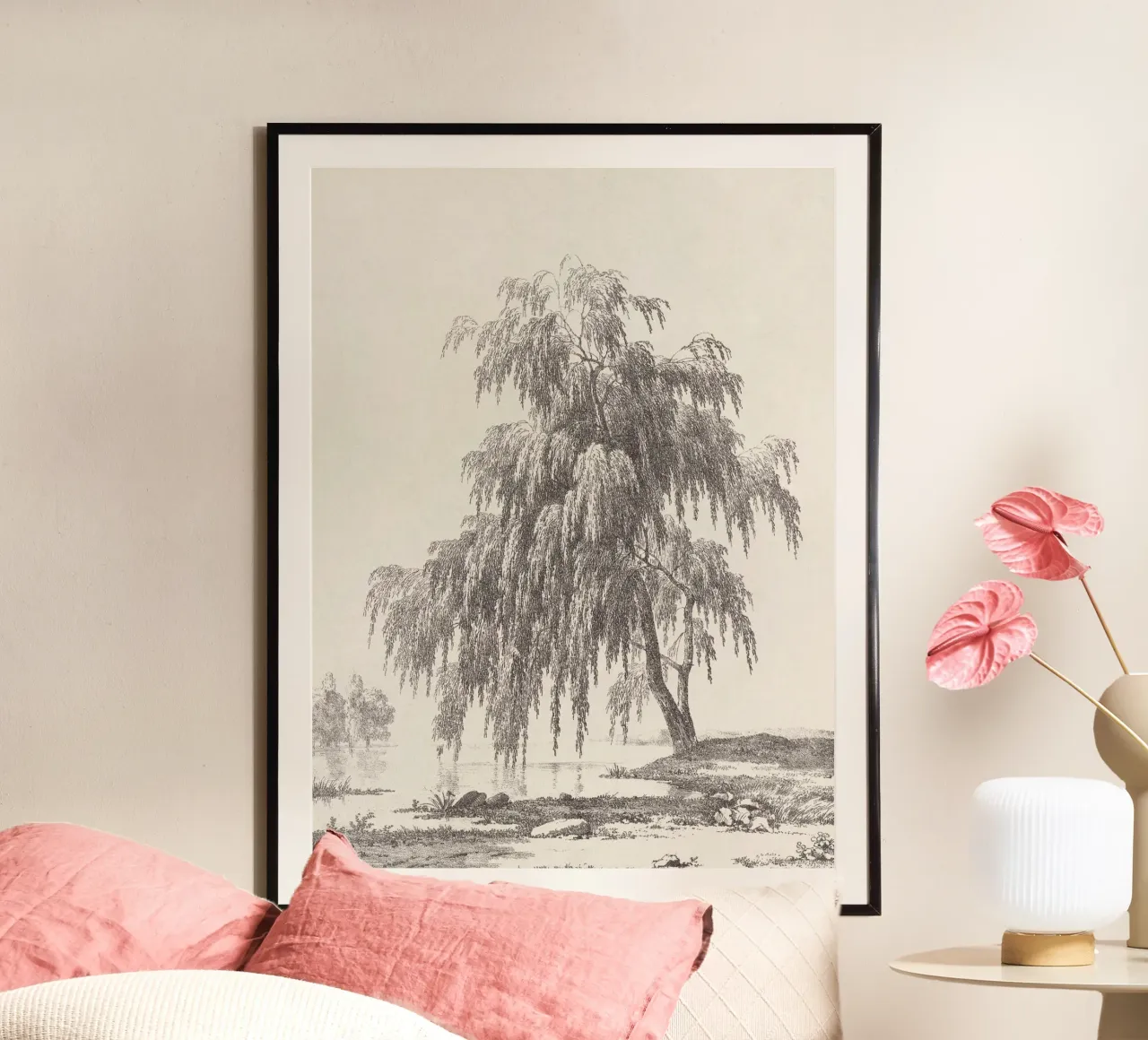 Tree Landscape Weeping Willow carta hahnemühle da apoloprints