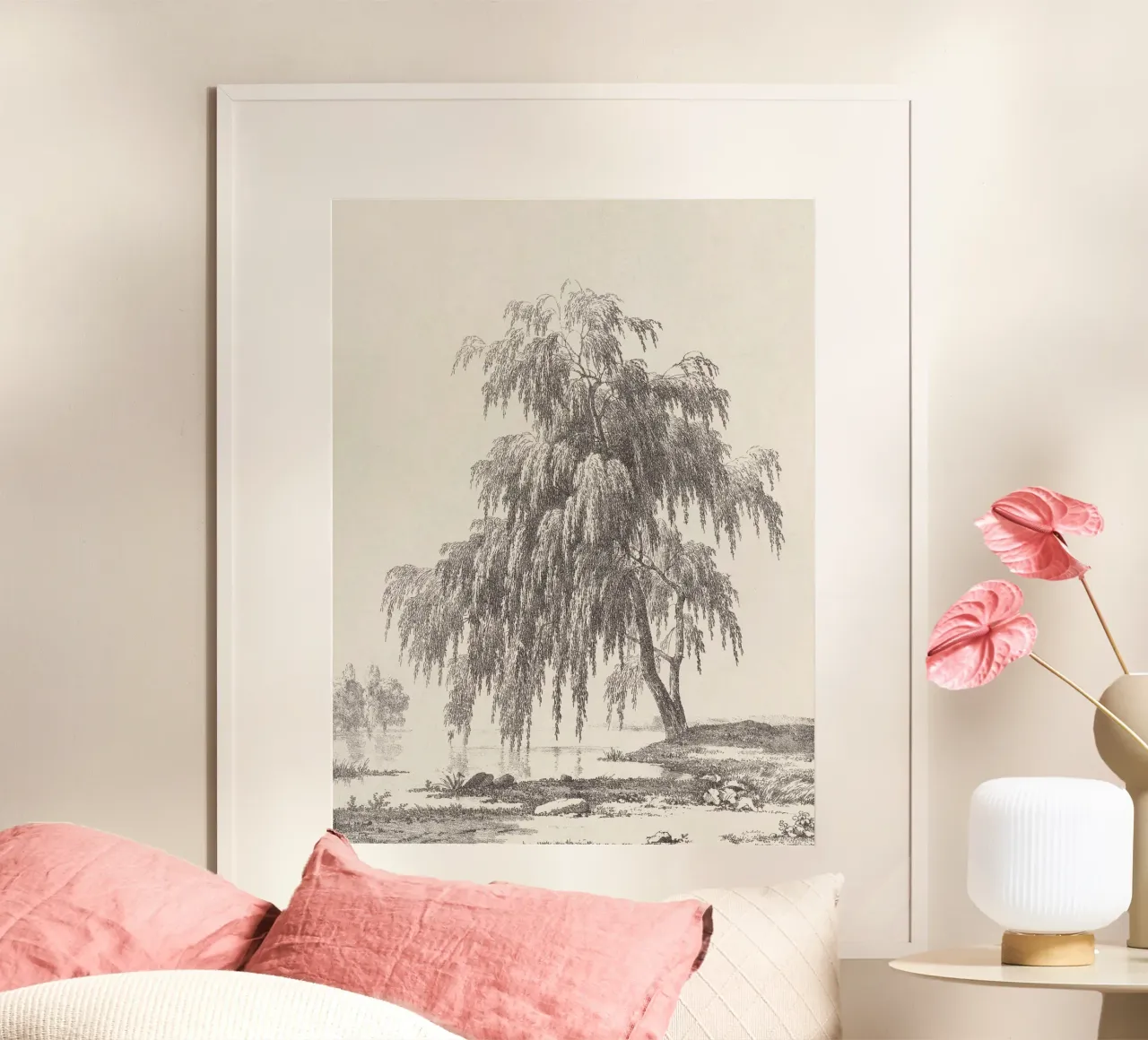 Tree Landscape Weeping Willow carta hahnemühle da apoloprints