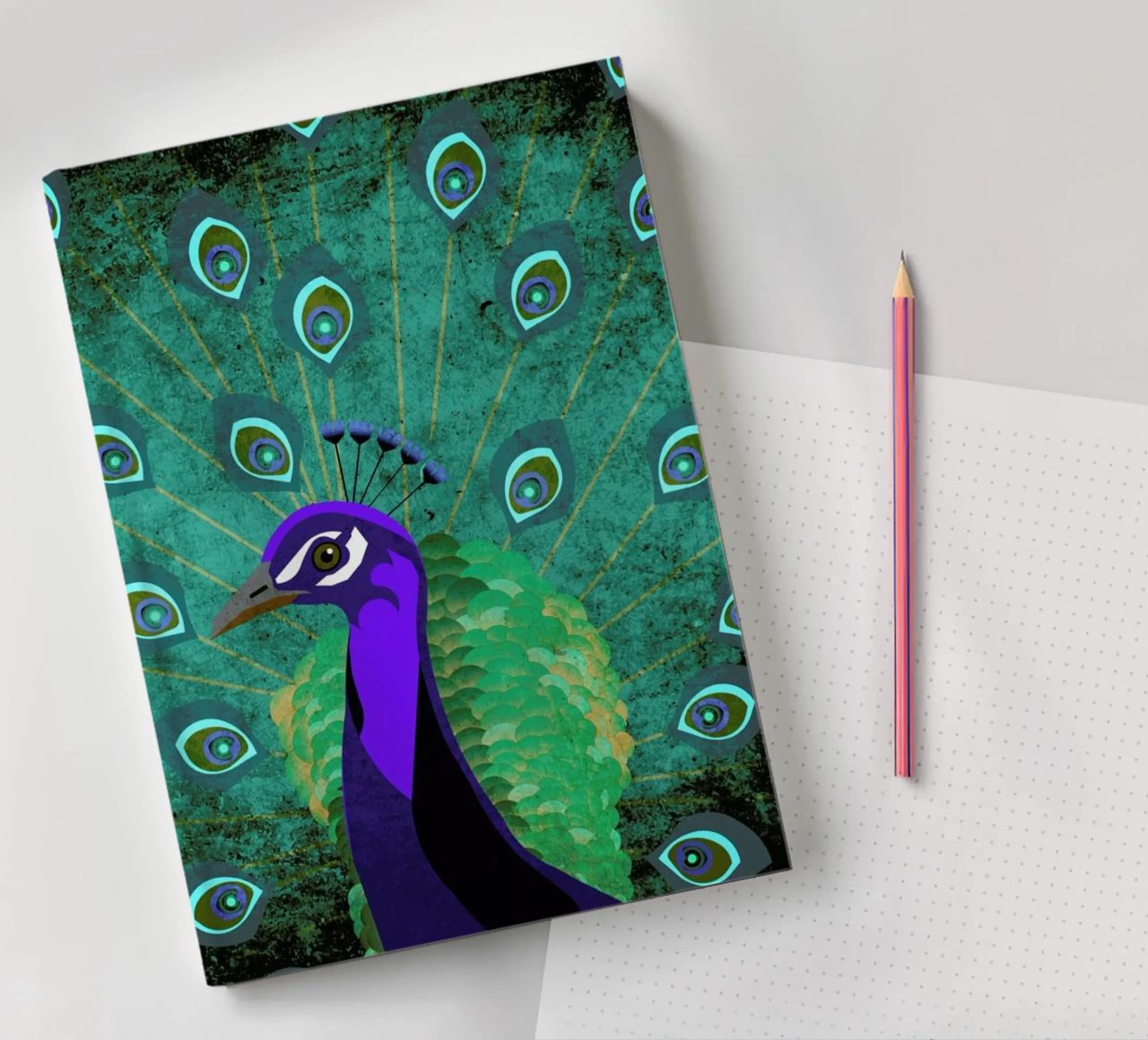 Pfau notebook by Sabrina Ziegenhorn