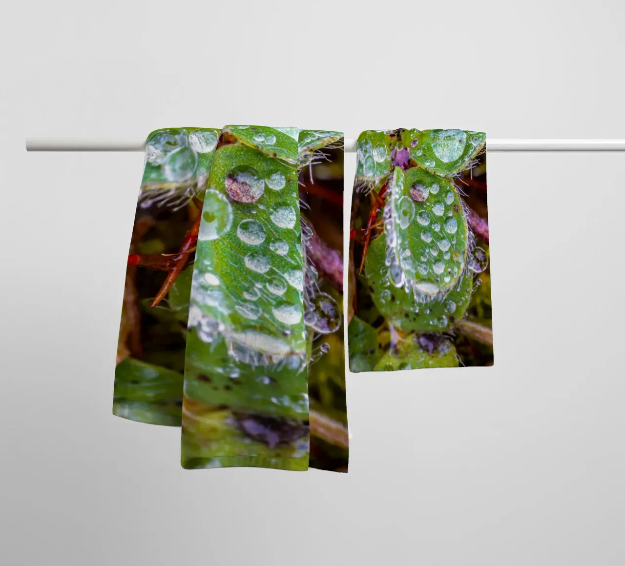 Dreiblättriges Kleeblatt mit vielen Wassertropfen Handtuch von Marcus Beckert | Fotografie