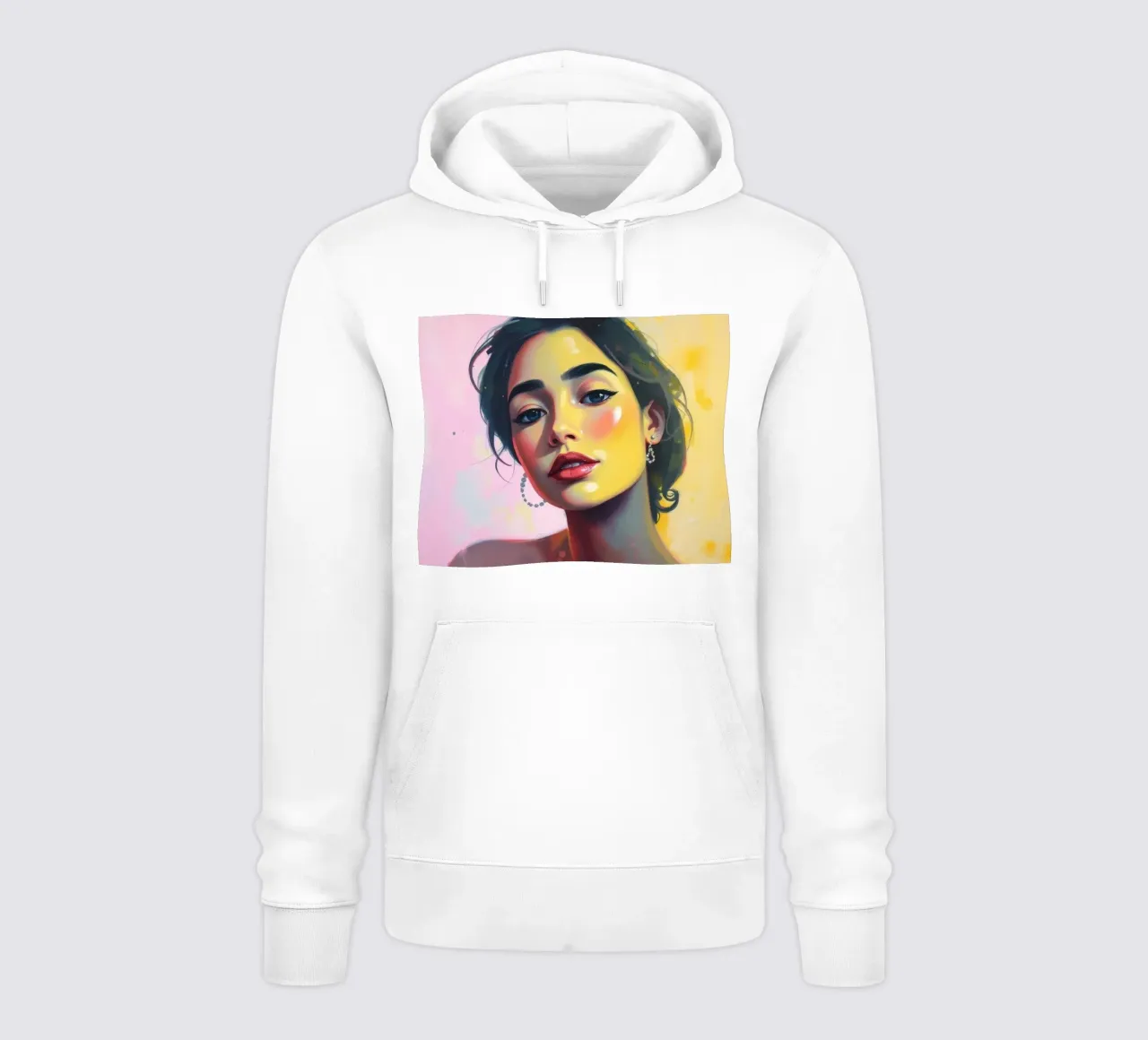 Ritratto di giovane donna con radiosa bellezza colorata felpa con cappuccio da DesignDoodle