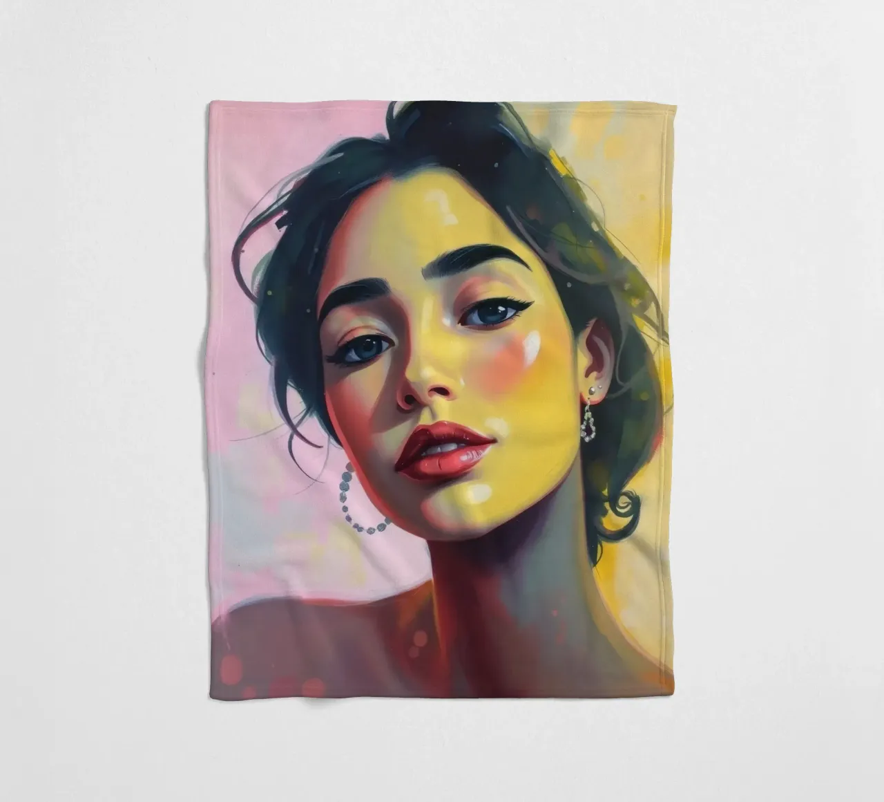 Ritratto di giovane donna con radiosa bellezza colorata coperta in pile da DesignDoodle