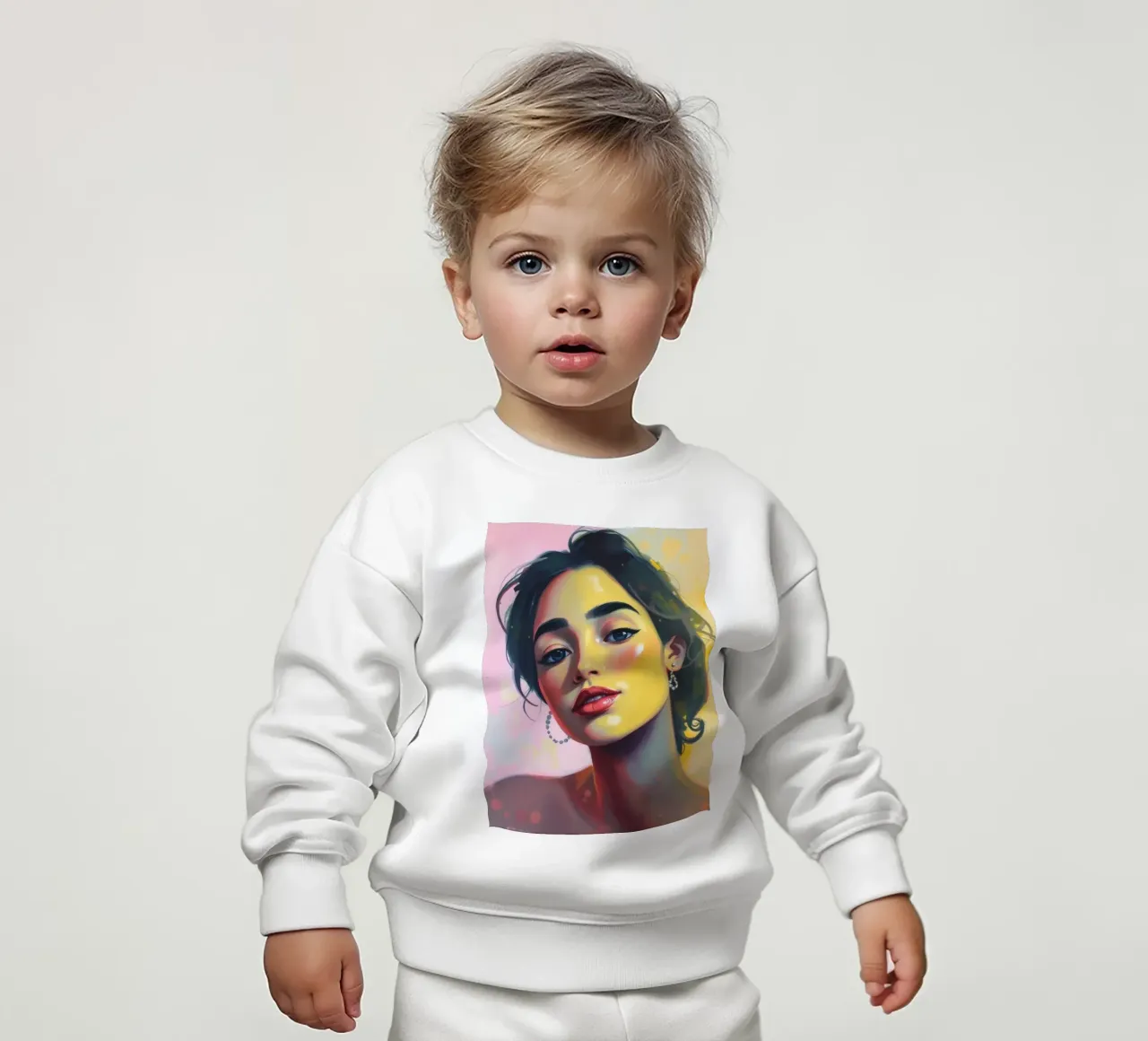 Ritratto di giovane donna con radiosa bellezza colorata felpa neonato da DesignDoodle