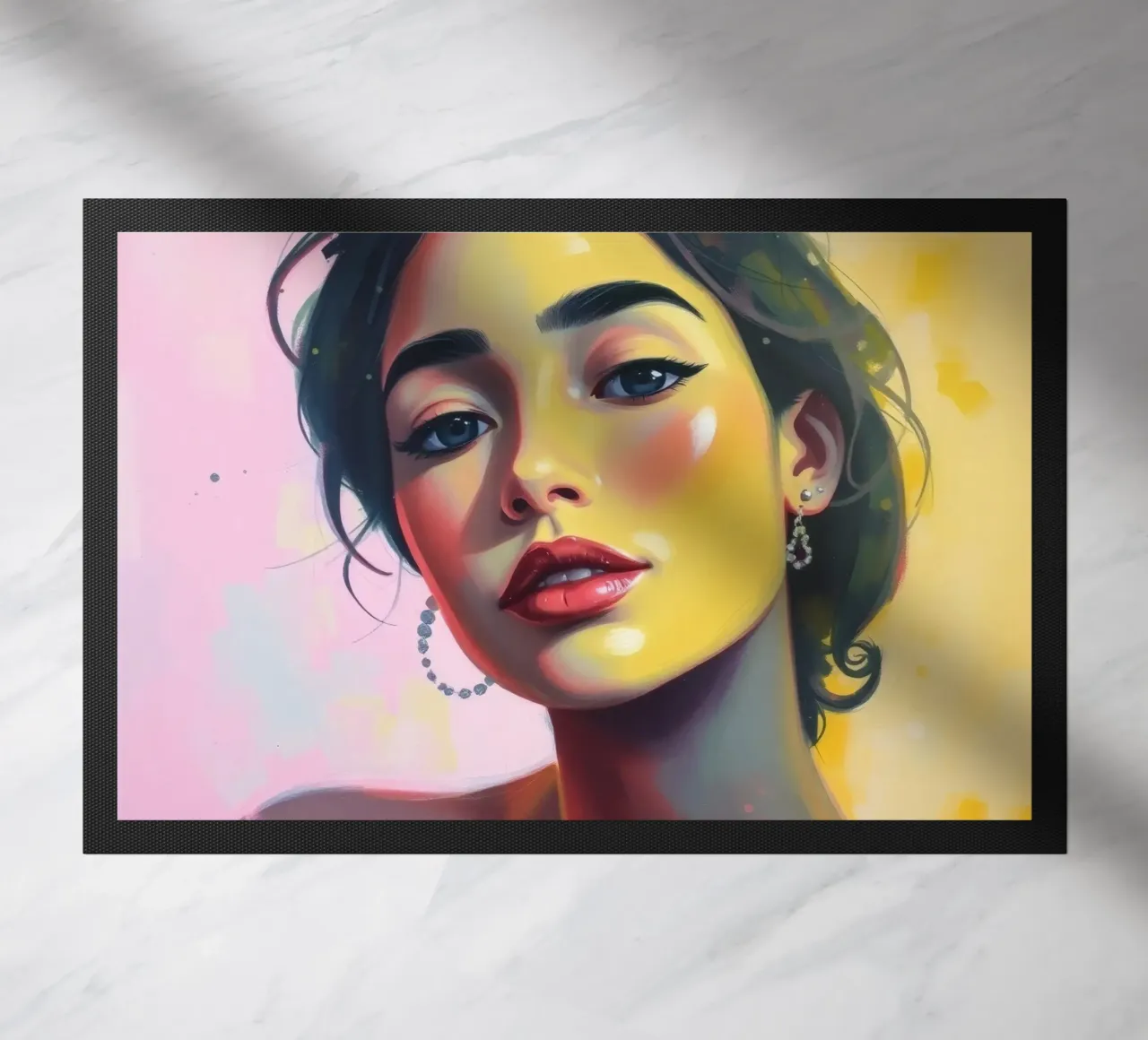 Ritratto di giovane donna con radiosa bellezza colorata zerbino da DesignDoodle