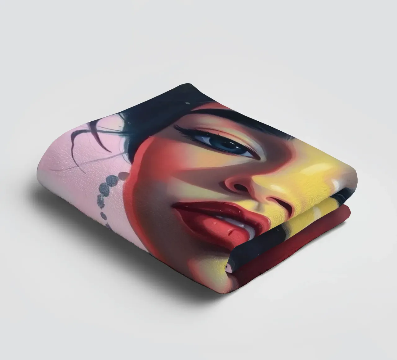 Ritratto di giovane donna con radiosa bellezza colorata asciugamano da bagno da DesignDoodle