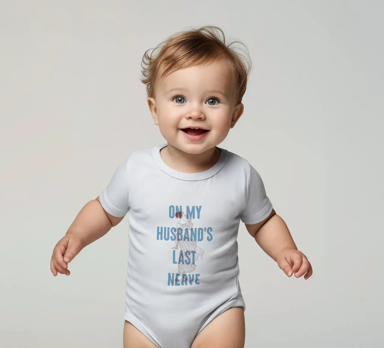 Op de zenuwen van mijn man babyrompertje korte mouwen van Vintagrafica