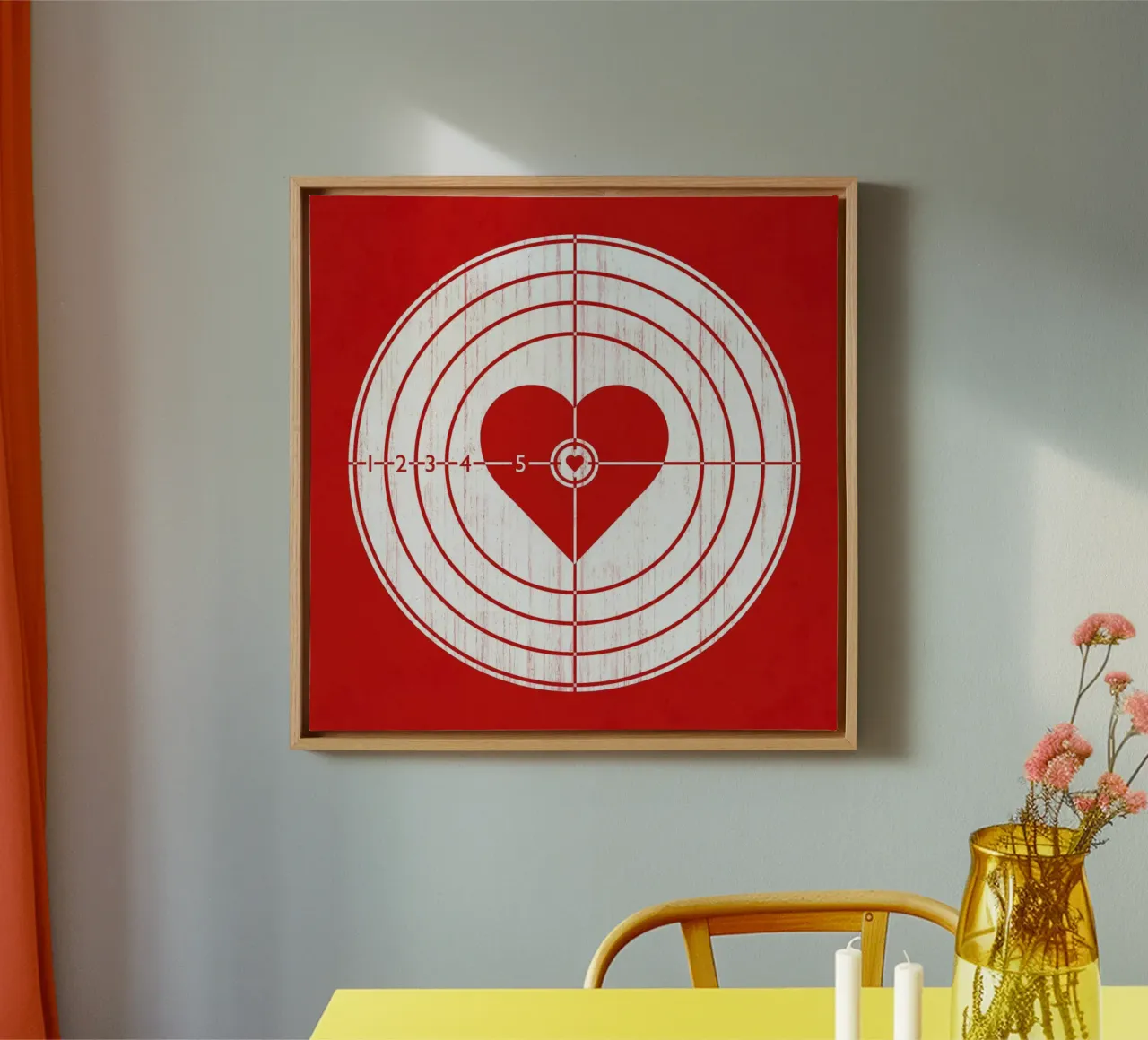 Hit me in the heart canvas with Floater frame by Florent Bodart