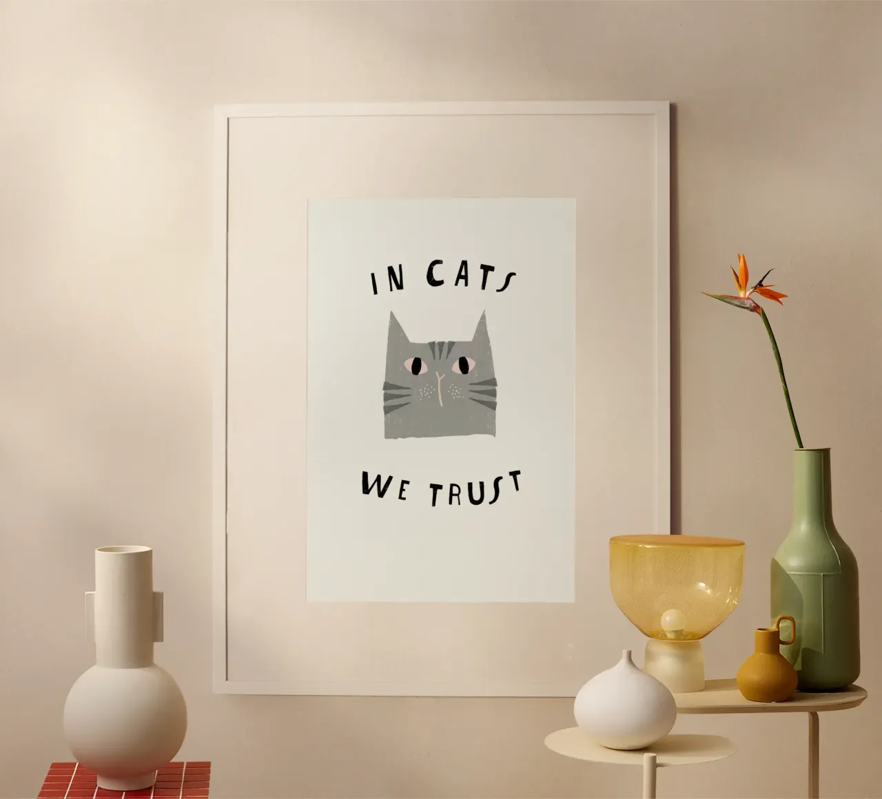Catisfaction No. 3 poster avec cadre en aluminium de typealive