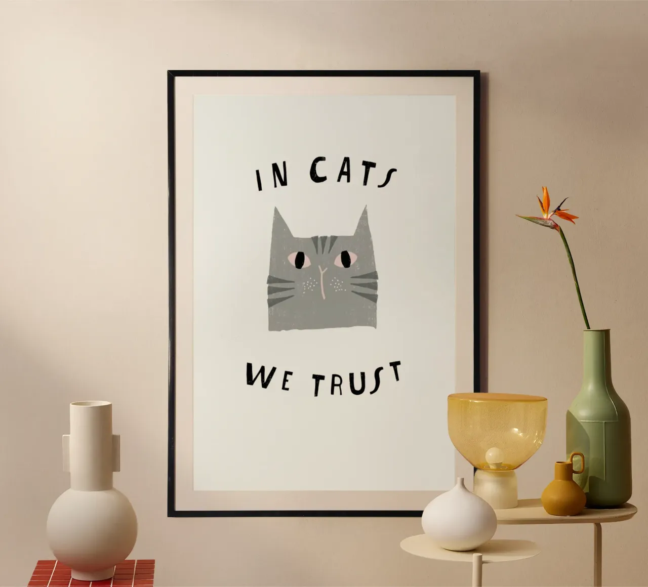 Catisfaction No. 3 poster avec cadre en aluminium de typealive
