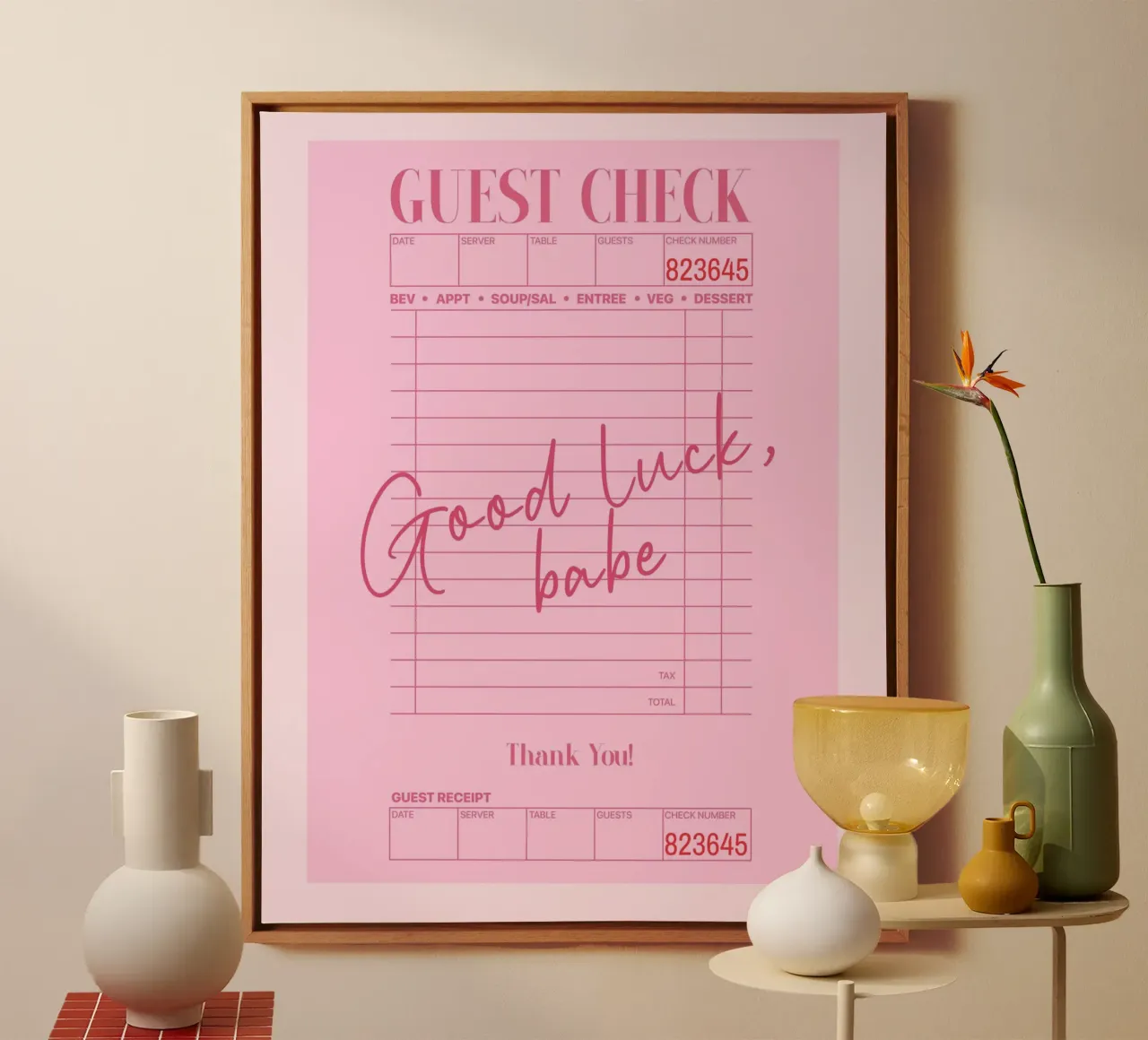 Good Luck Babe, testo di una canzone, poster di Chappell Roan tela con Cornice a cassetta da Coquette Club