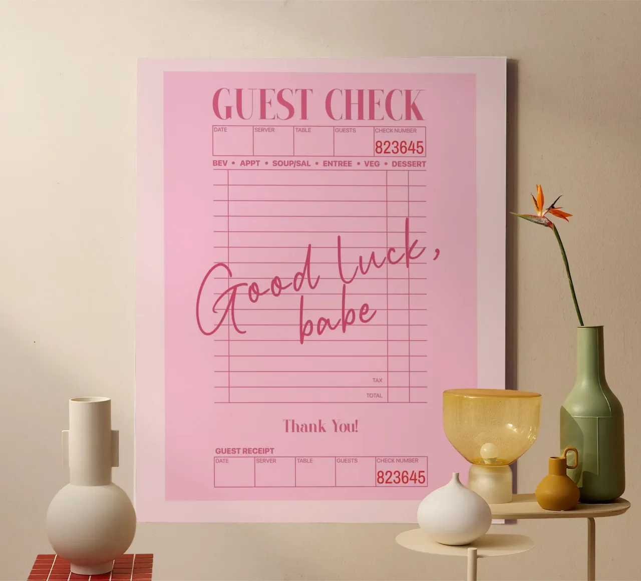 Good Luck Babe, testo di una canzone, poster di Chappell Roan tela con Cornice a cassetta da Coquette Club