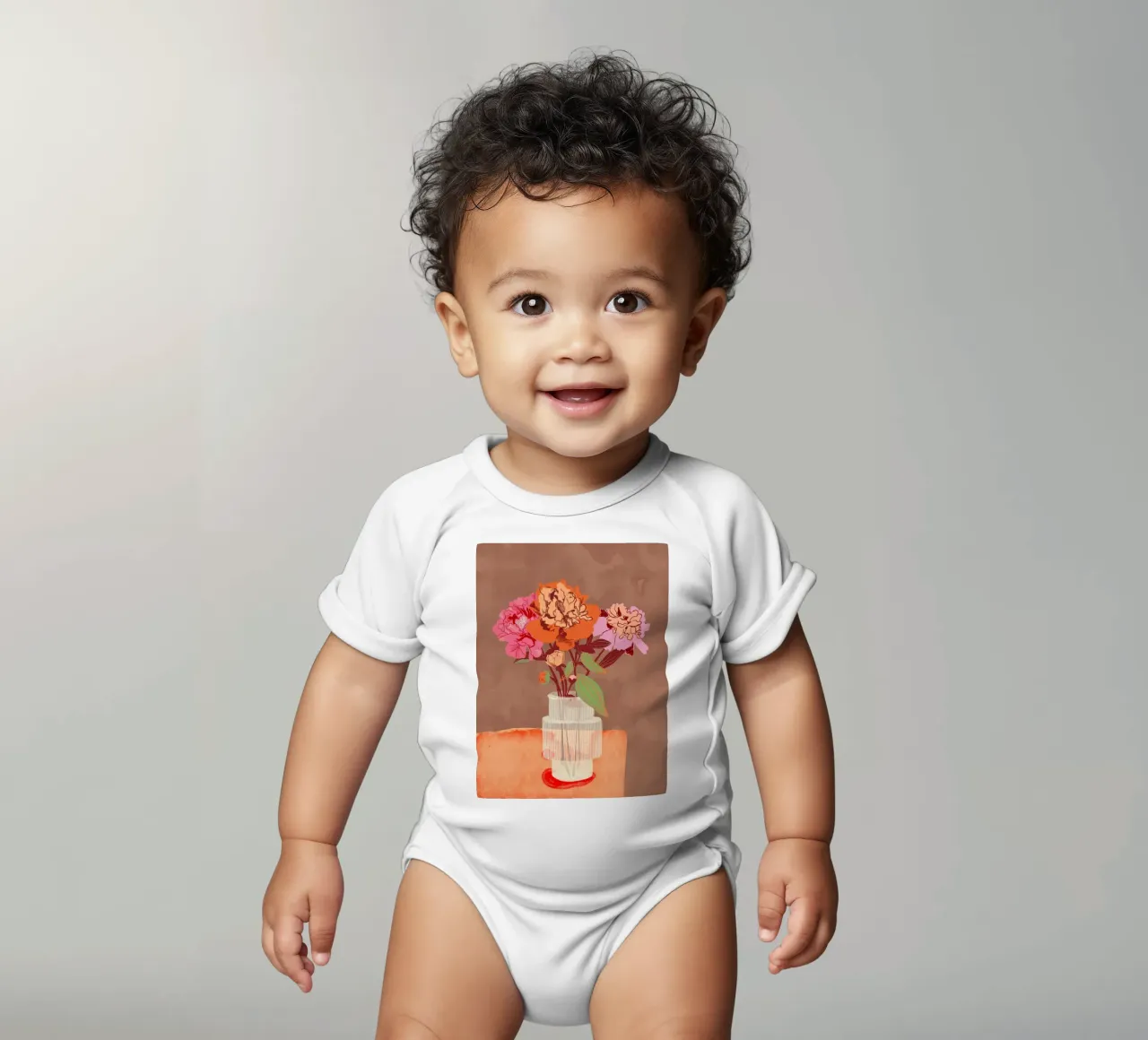 Peonies body neonato maniche corte da GigiRosado