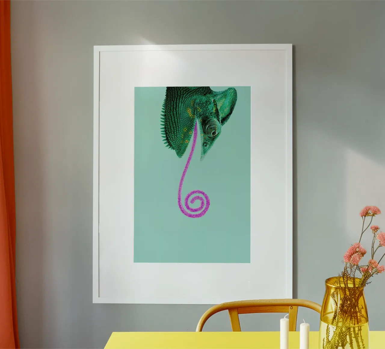 Candy Chameleon poster con telaio in alluminio da Jonas Loose