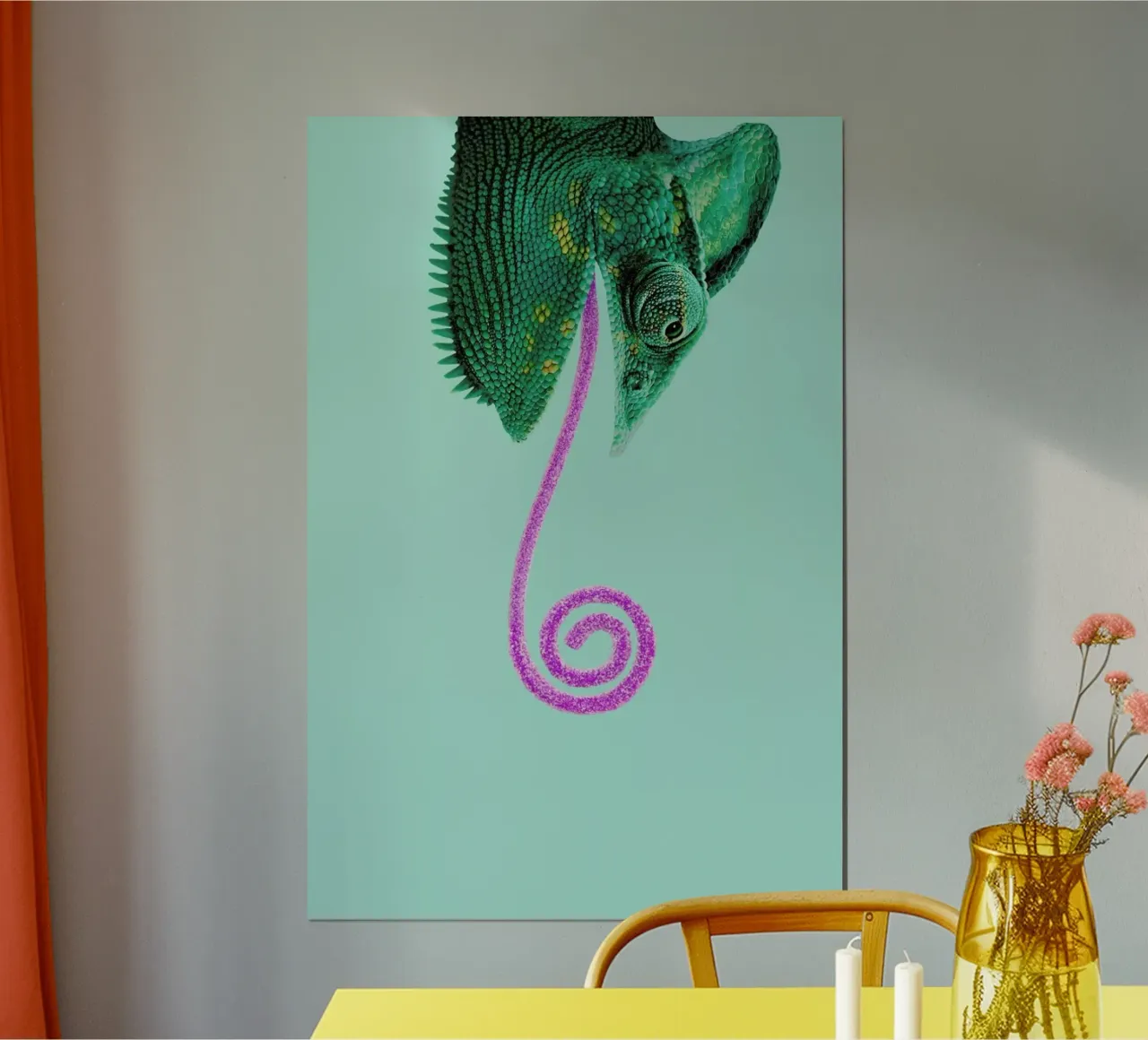 Candy Chameleon poster con telaio in alluminio da Jonas Loose