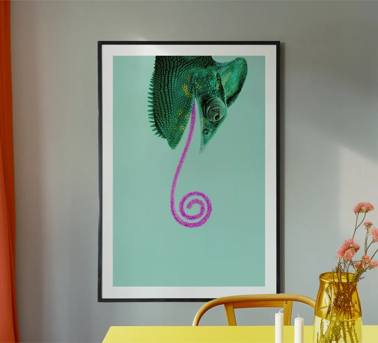 Candy Chameleon poster con telaio in alluminio da Jonas Loose